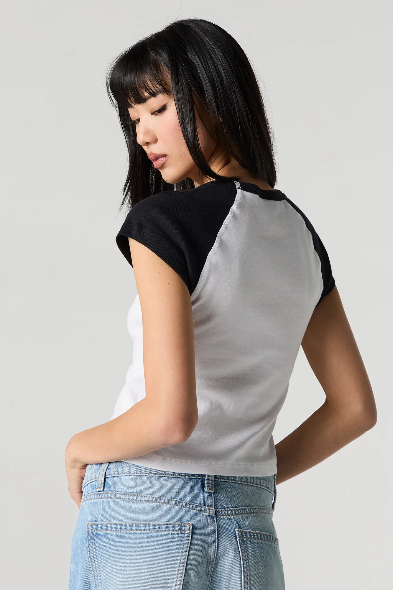 T-shirt raglan à imprimé Rolling Stones avec pierres du Rhin sold by Urban Planet product image thumbnail 2