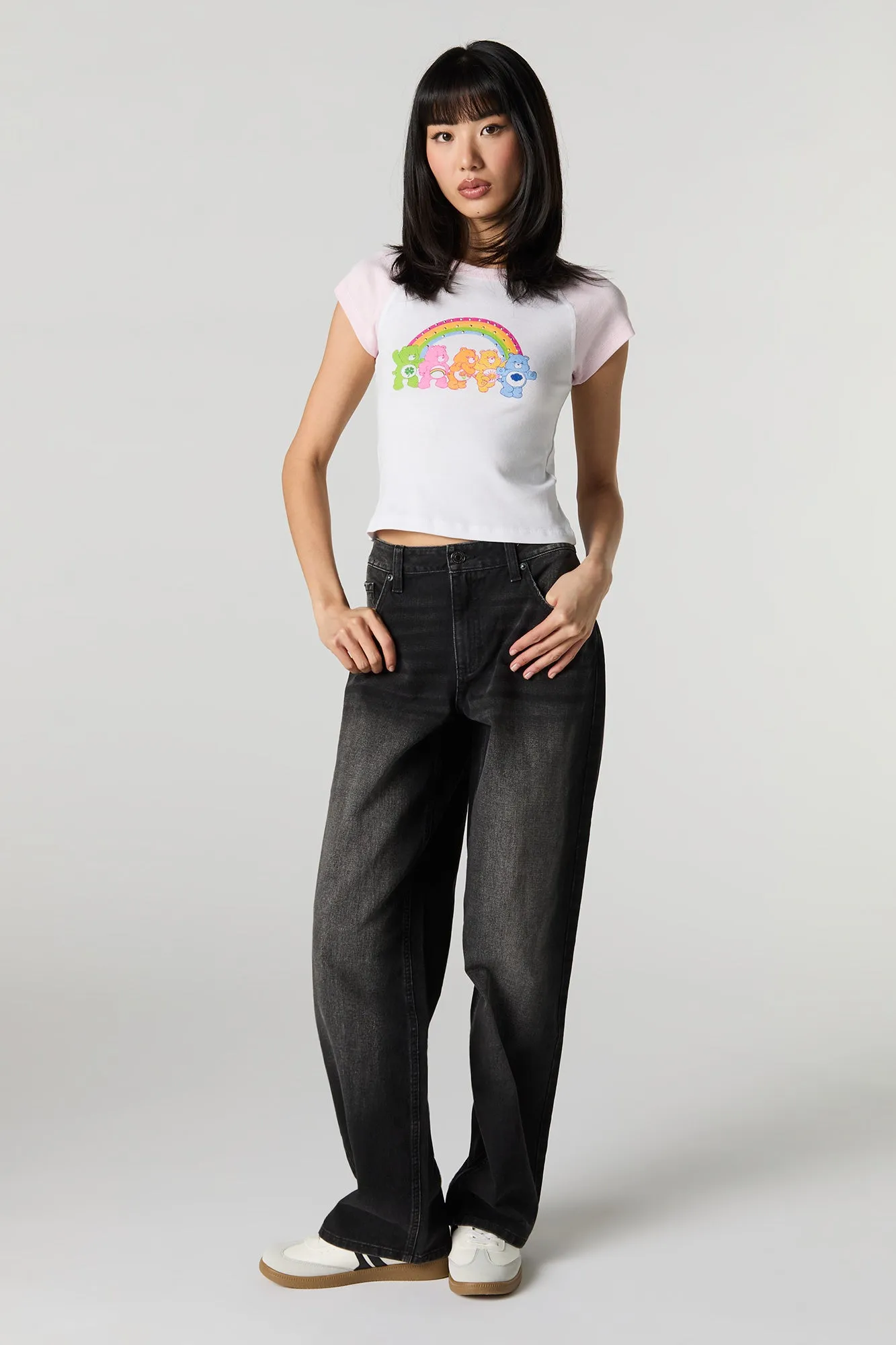 T-shirt raglan à imprimé Care Bear avec pierres du Rhin sold by Urban Planet product image thumbnail 3