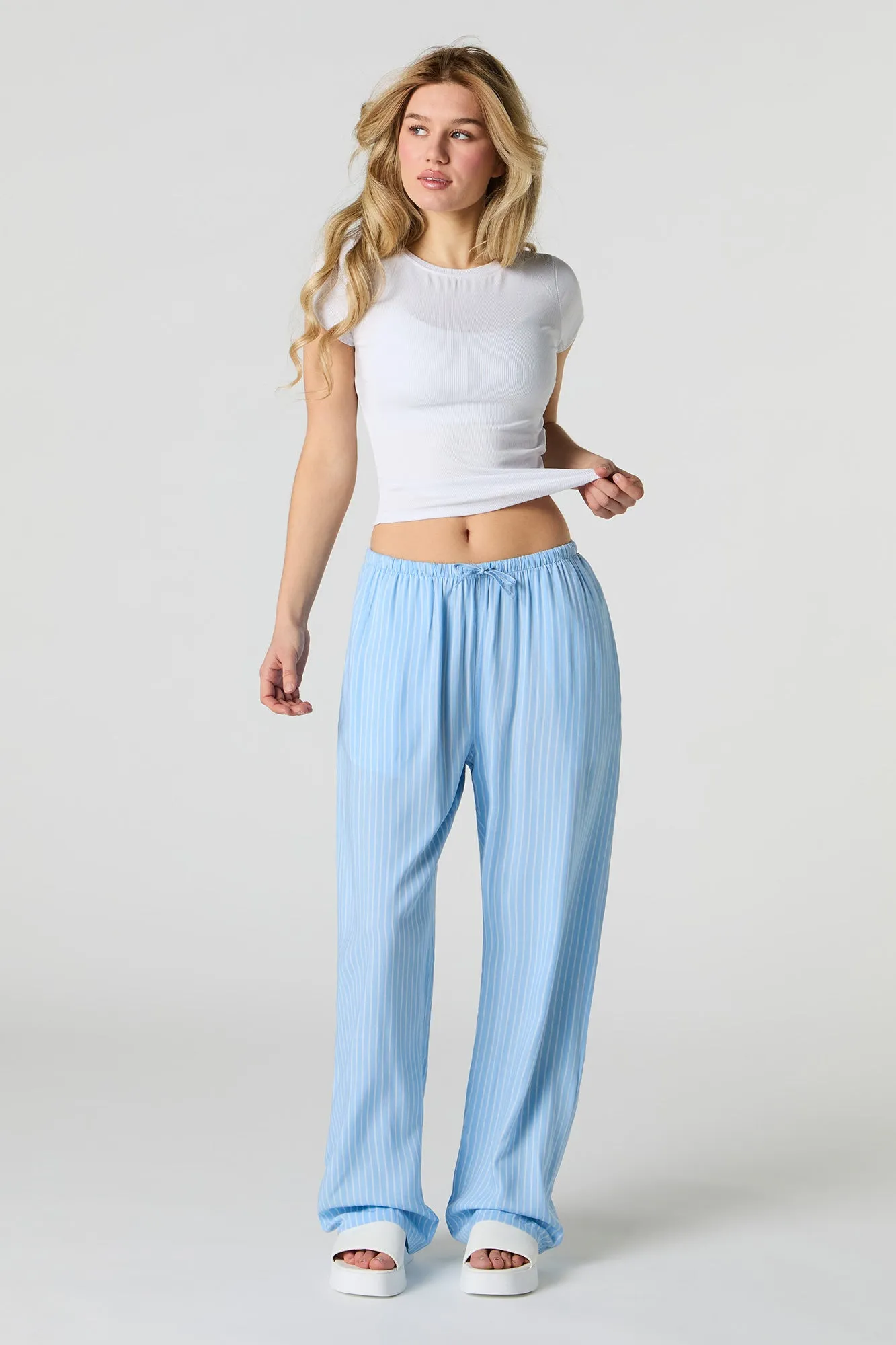 Printed Drawstring Wide Leg Pant sold by Urban Planet