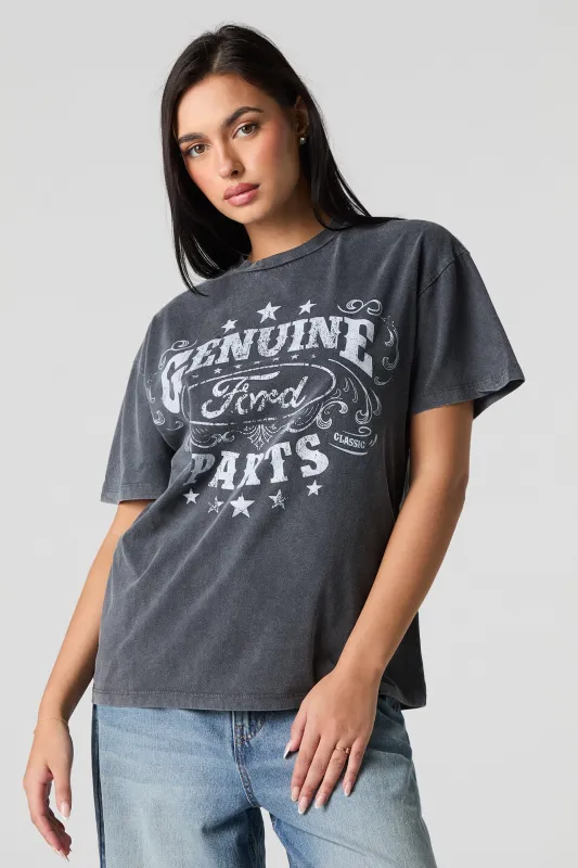 Ford Genuine Parts Graphic Washed Boyfriend T-Shirt sold by Urban Planet