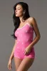 Playboy Ribbed Lace Trim Pajama Romper sold by Urban Planet