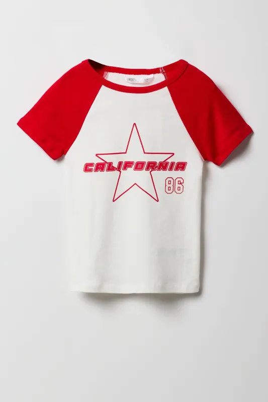 Girls City Graphic Raglan T-Shirt sold by Urban Planet