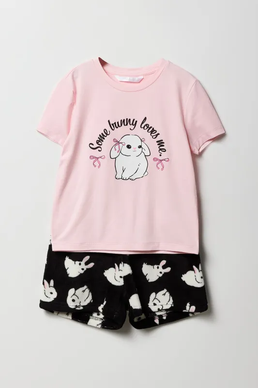 Girls Cute Animal T-Shirt & Short 2 Piece Pajama Set sold by Urban Planet