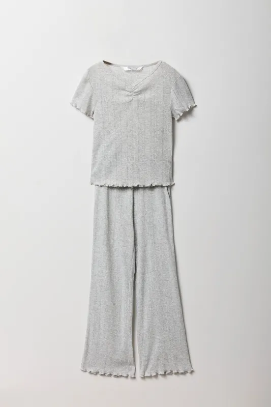 Girls Pointelle T-Shirt & Pant 2 Piece Pajama Set sold by Urban Planet