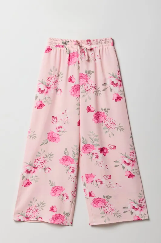 Pantalon fluide à jambe large fleuri pour fille sold by Urban Planet