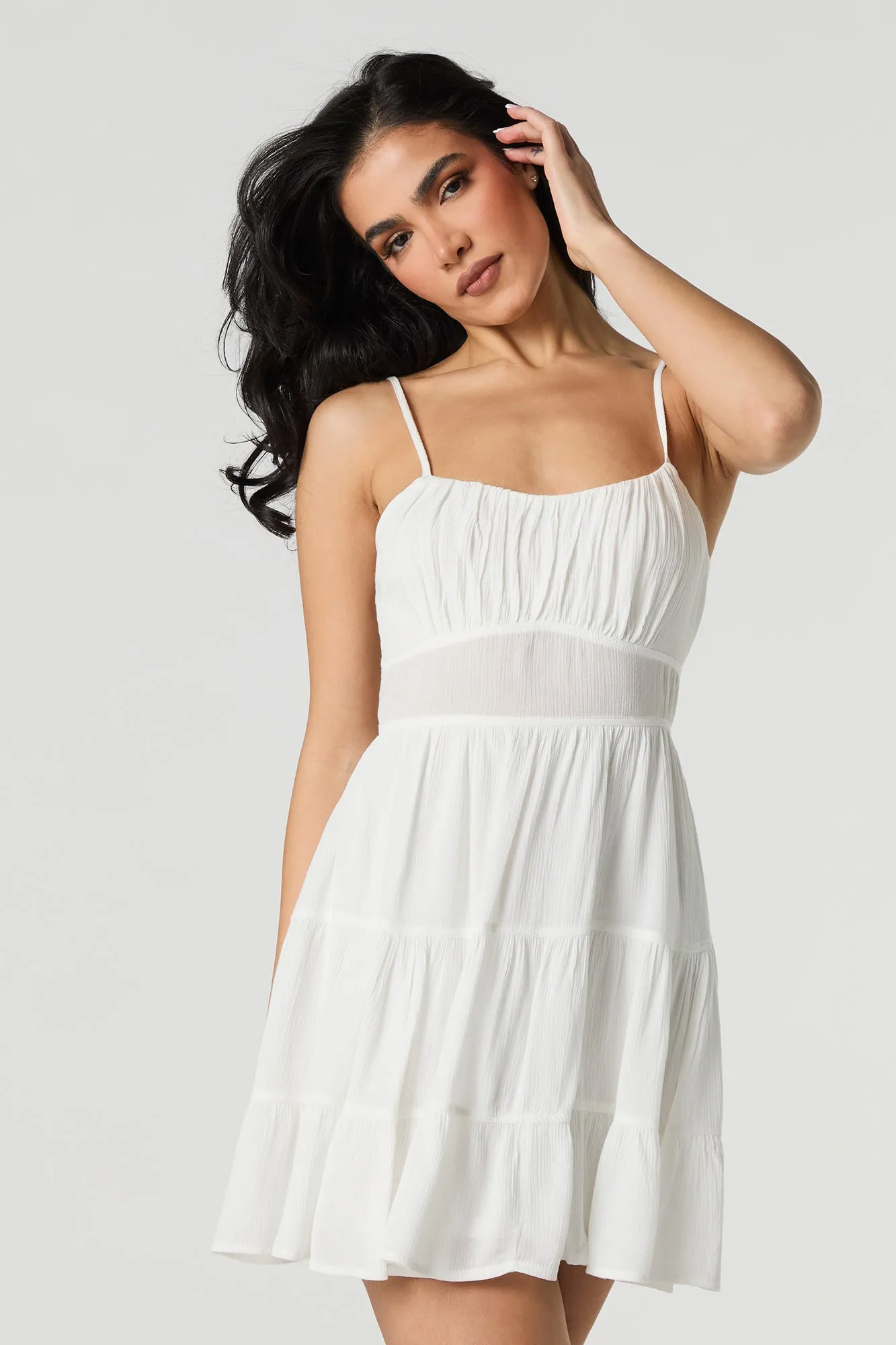 Flowy Tie Back Tiered Mini Dress sold by Urban Planet product image thumbnail 4