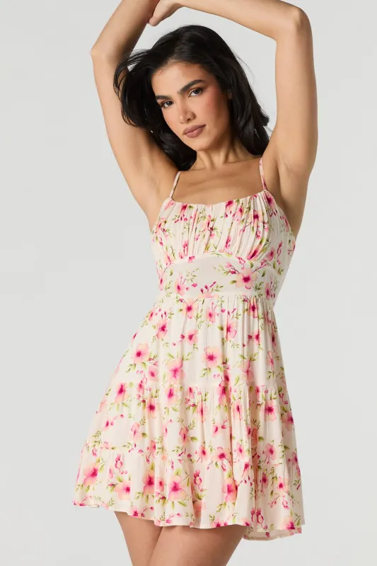 Flowy Tie Back Tiered Mini Dress sold by Urban Planet