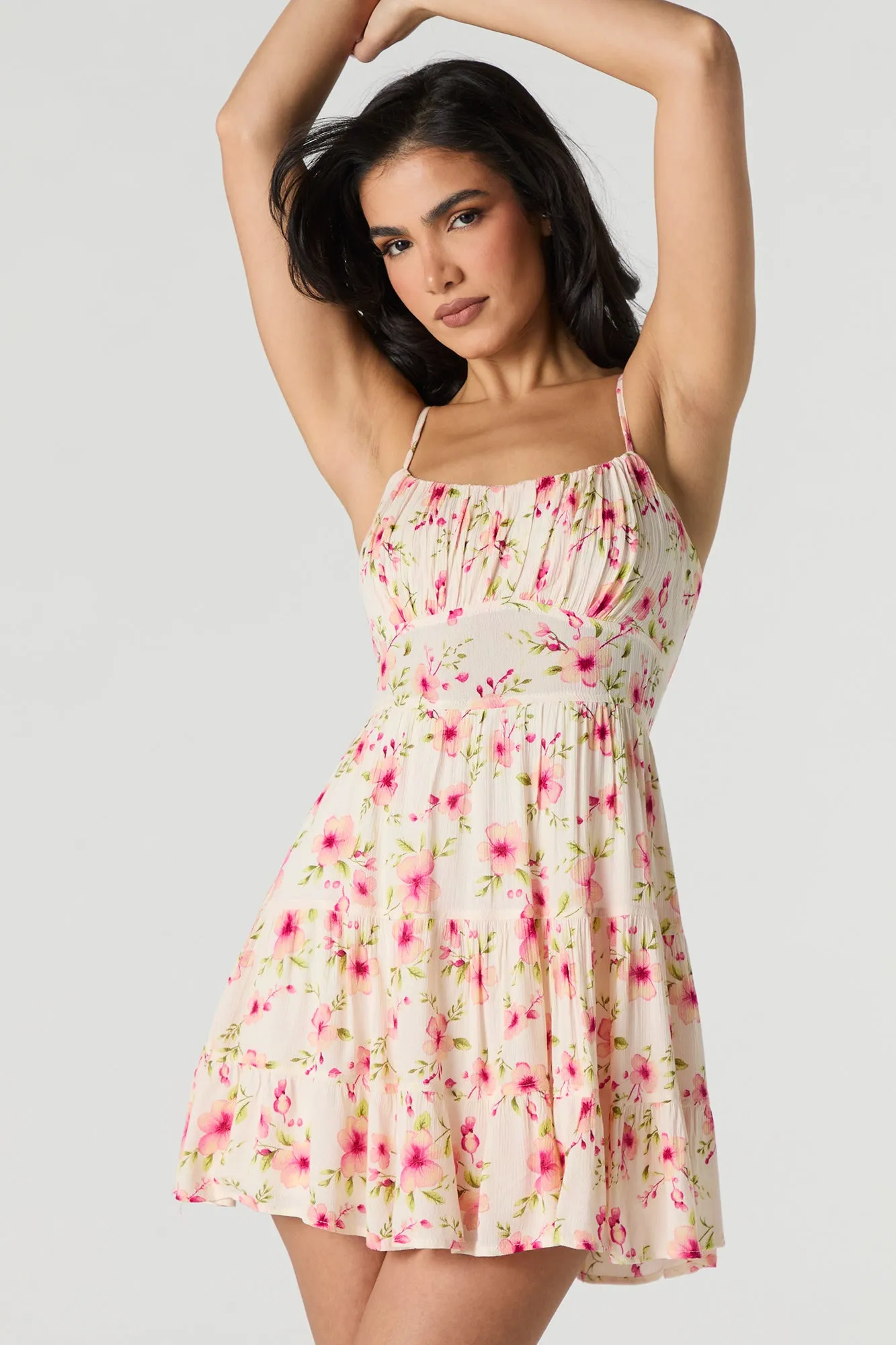 Flowy Tie Back Tiered Mini Dress sold by Urban Planet