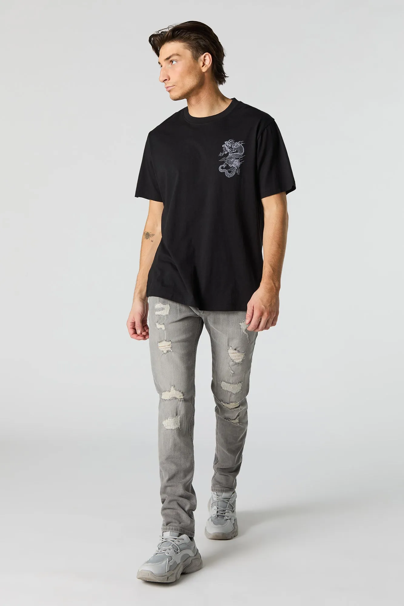 Jean ajusté d'aspect usé délavé gris sold by Urban Planet product image thumbnail 2