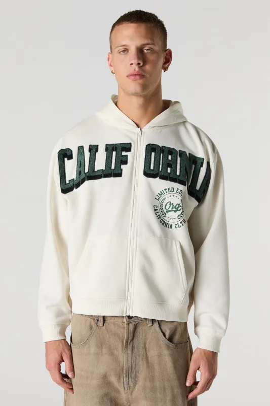 California Chenille Embroidered Zip-Up Fleece Hoodie sold by Urban Planet