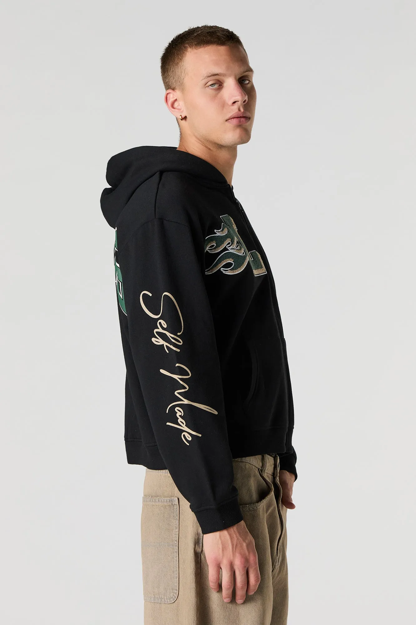 Legend Chenille Embroidered Zip-Up Fleece Hoodie sold by Urban Planet product image thumbnail 4