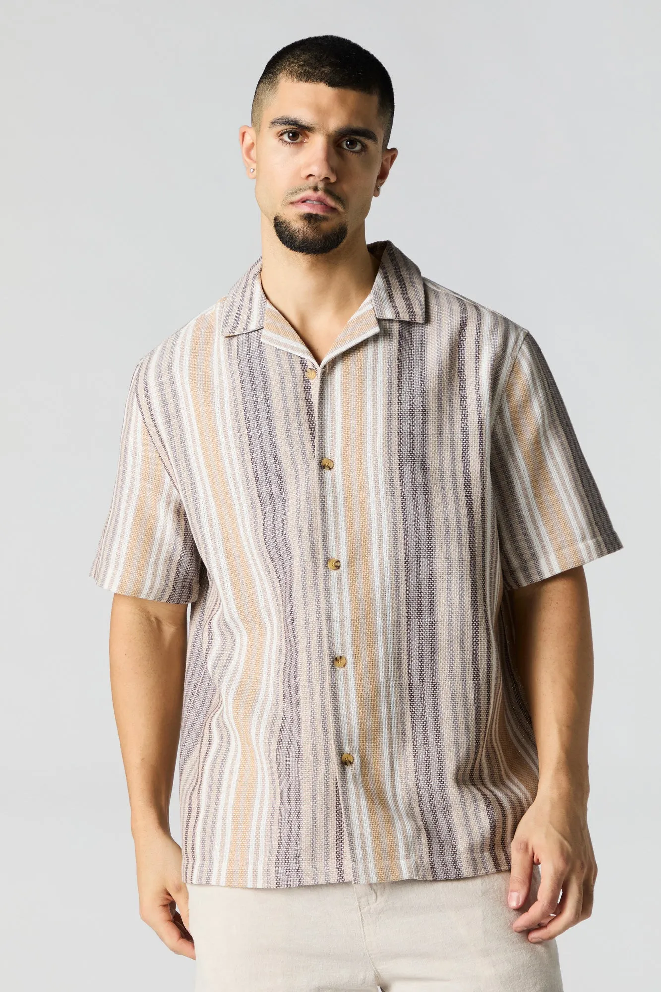 Haut boutonné texturé rayé sold by Urban Planet product image thumbnail 4