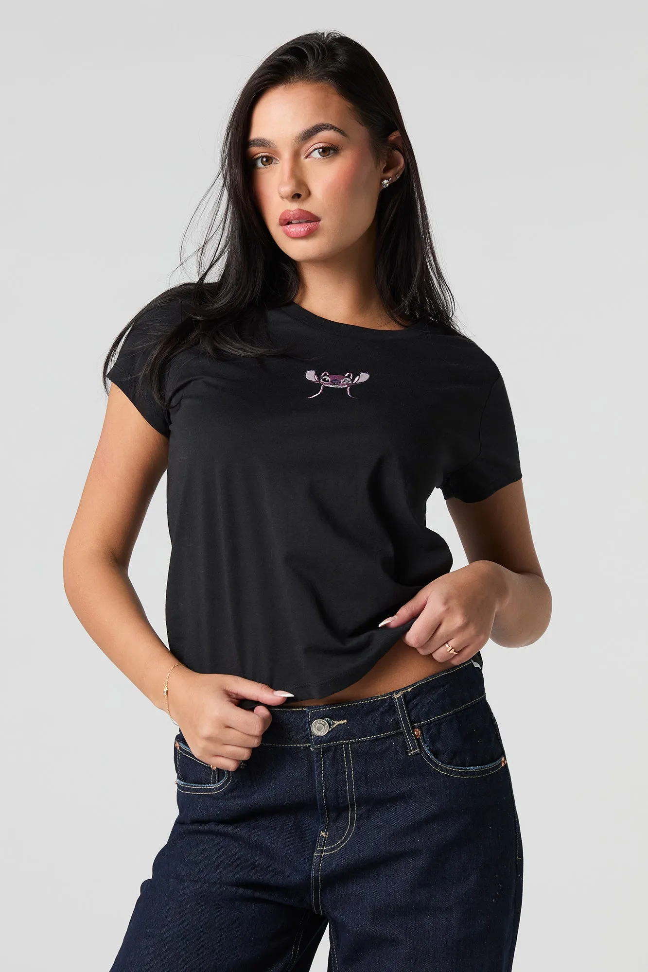 Stitch & Angel Embroidered Graphic T-Shirt sold by Urban Planet product image thumbnail 2