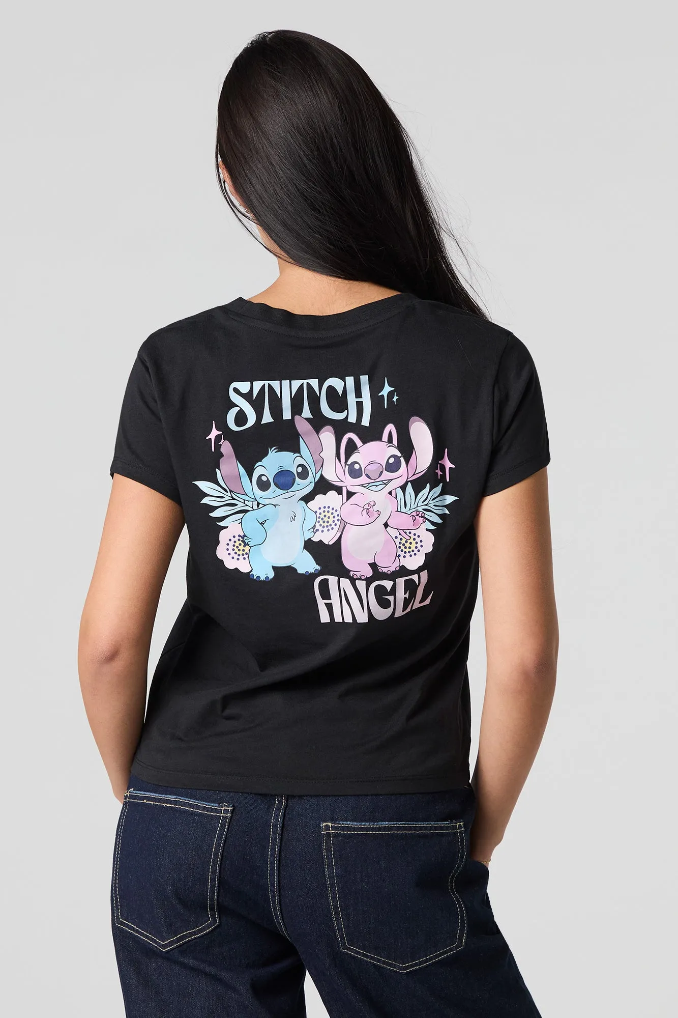 Stitch & Angel Embroidered Graphic T-Shirt sold by Urban Planet