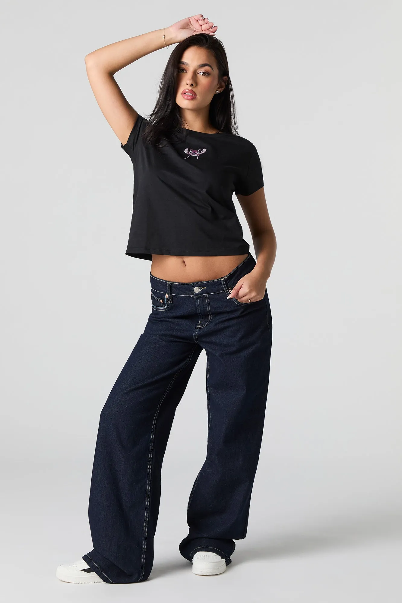 Stitch & Angel Embroidered Graphic T-Shirt sold by Urban Planet product image thumbnail 3