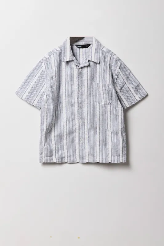 Boys Striped Knit Button-Up Short Sleeve Top sold by Urban Planet