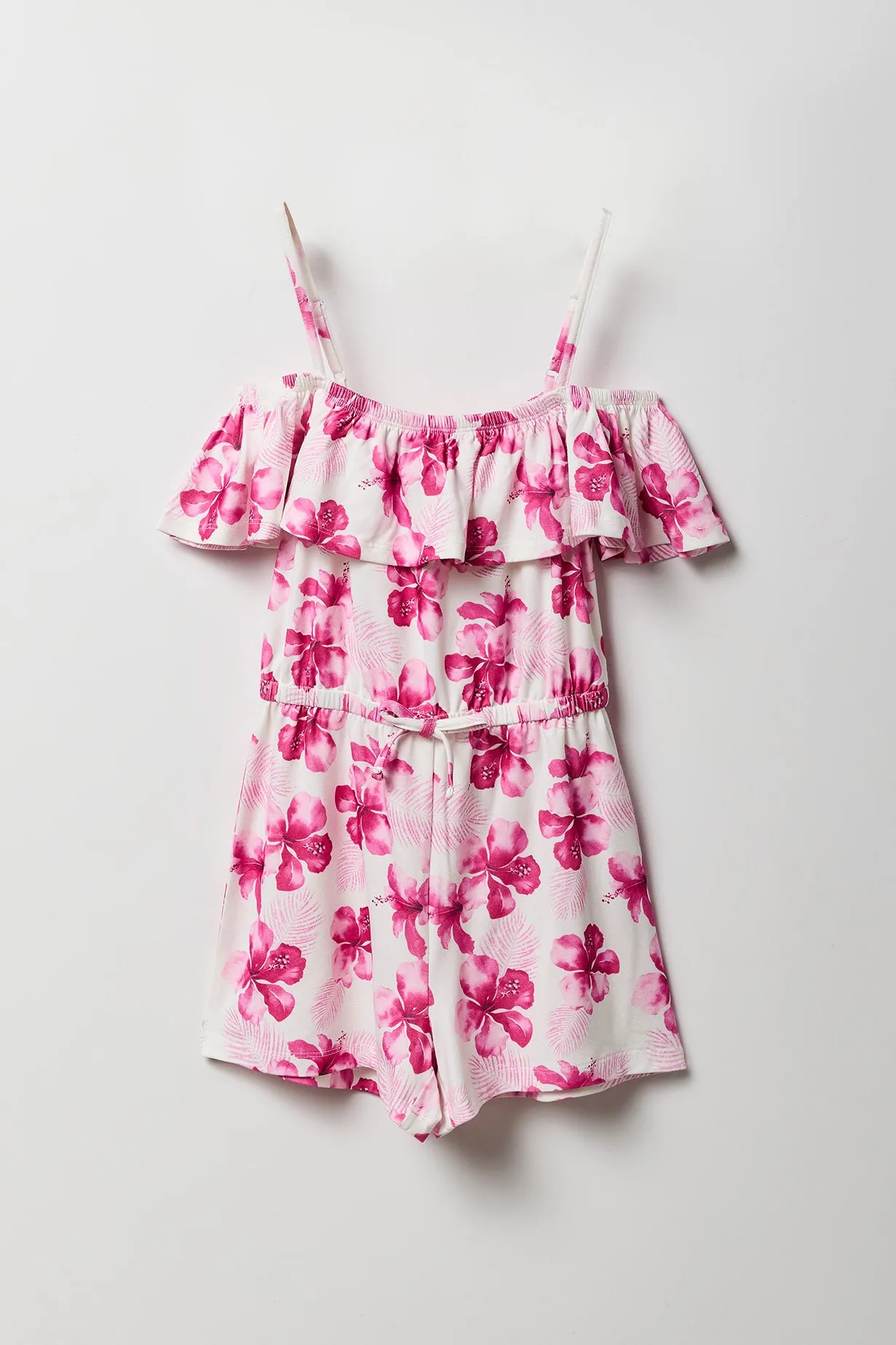 Girls Tropical Off Shoulder Ruffle Romper sold by Urban Planet product image thumbnail 5
