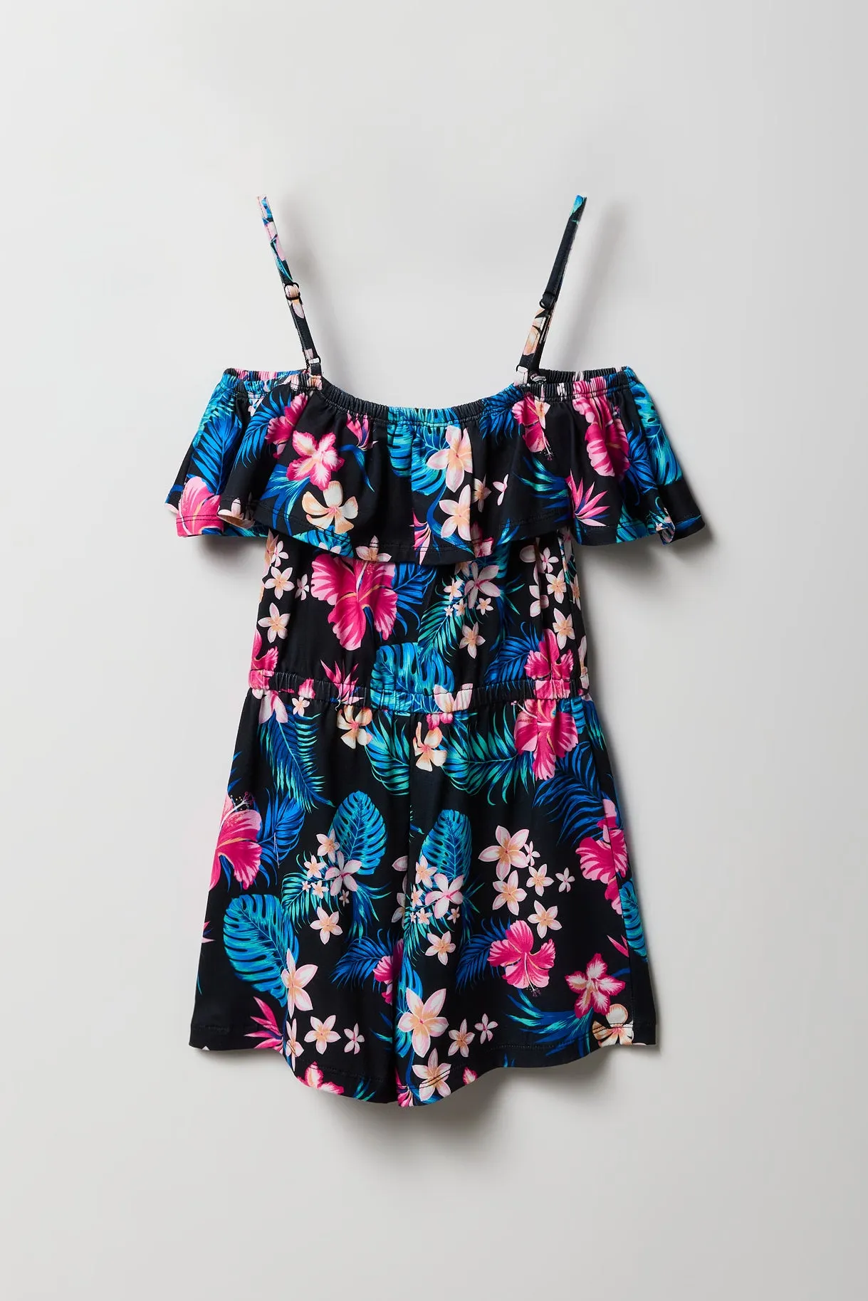 Girls Tropical Off Shoulder Ruffle Romper sold by Urban Planet product image thumbnail 2