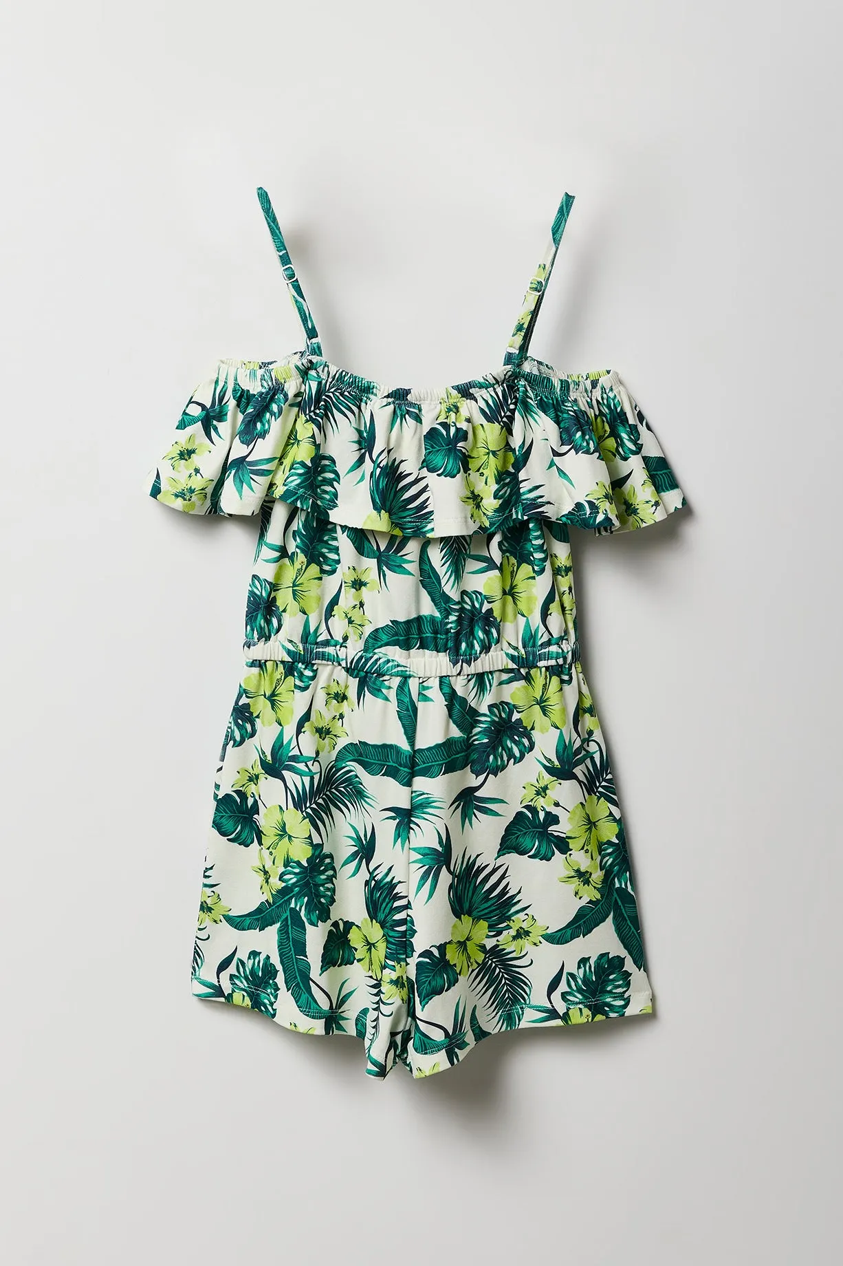 Girls Tropical Off Shoulder Ruffle Romper sold by Urban Planet product image thumbnail 4