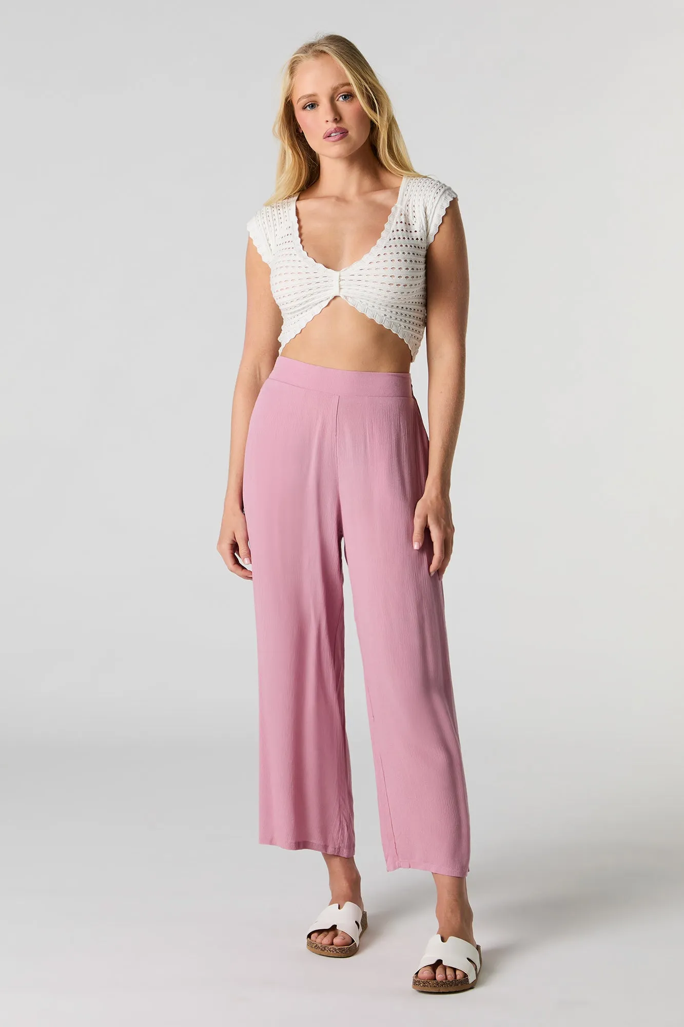 Flowy Wide Leg Cropped Pant sold by Urban Planet