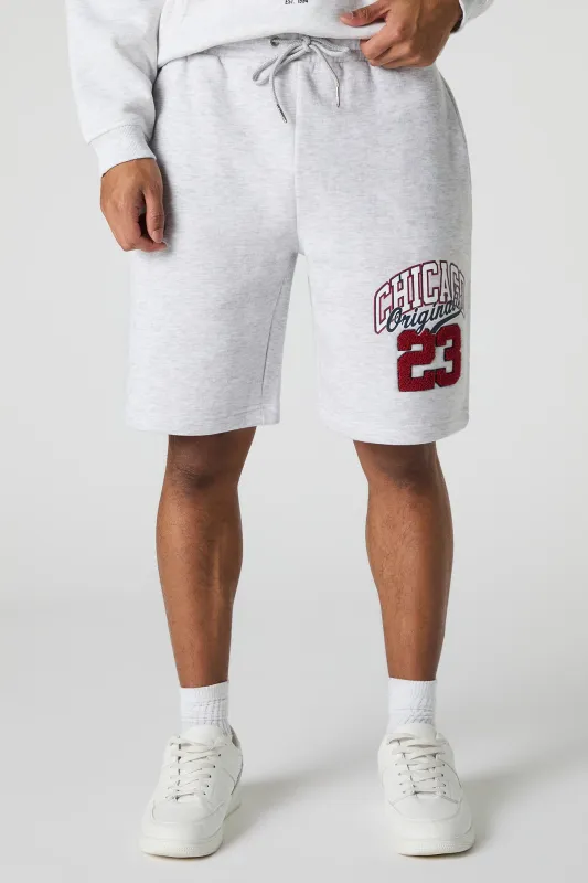 Chicago Chenille Embroidered Graphic Fleece Short sold by Urban Planet