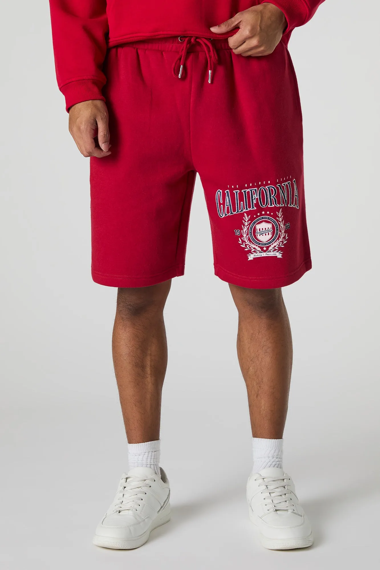 California Embroidered Graphic Fleece Short sold by Urban Planet