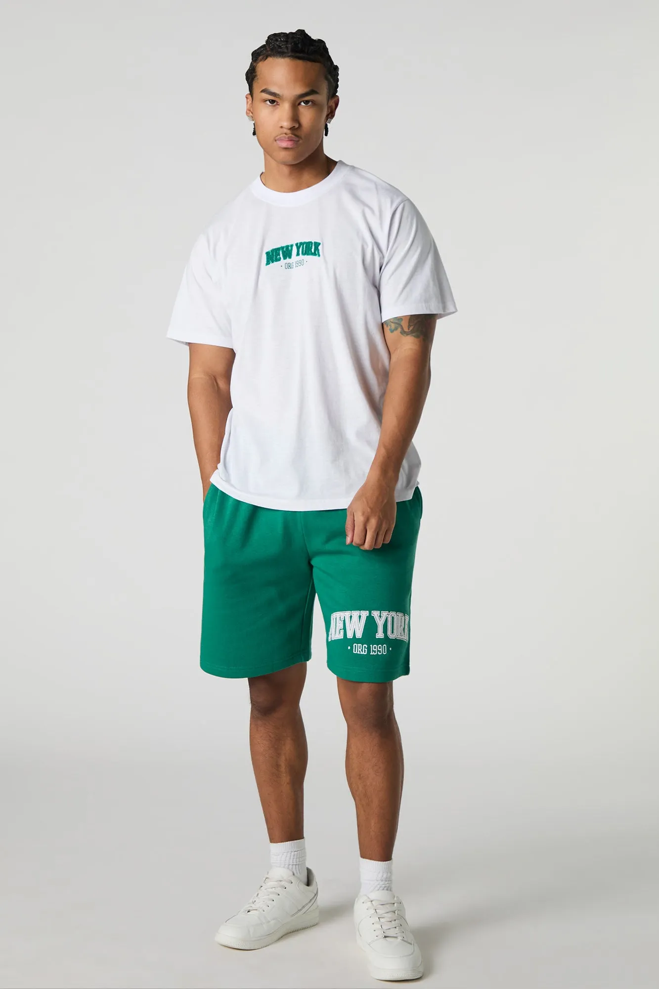 New York Embroidered Graphic Fleece Short sold by Urban Planet product image thumbnail 2