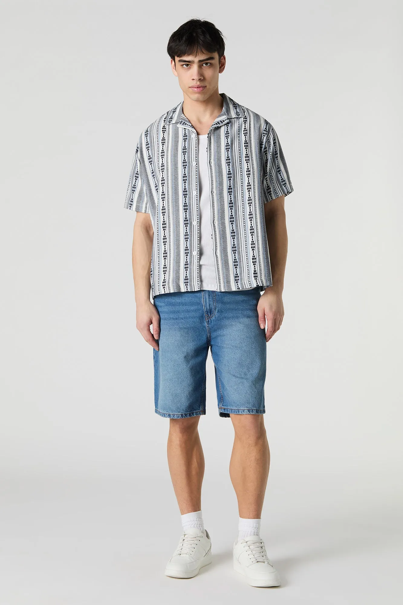 Coastal Striped Button-Up Short Sleeve Top sold by Urban Planet product image thumbnail 3