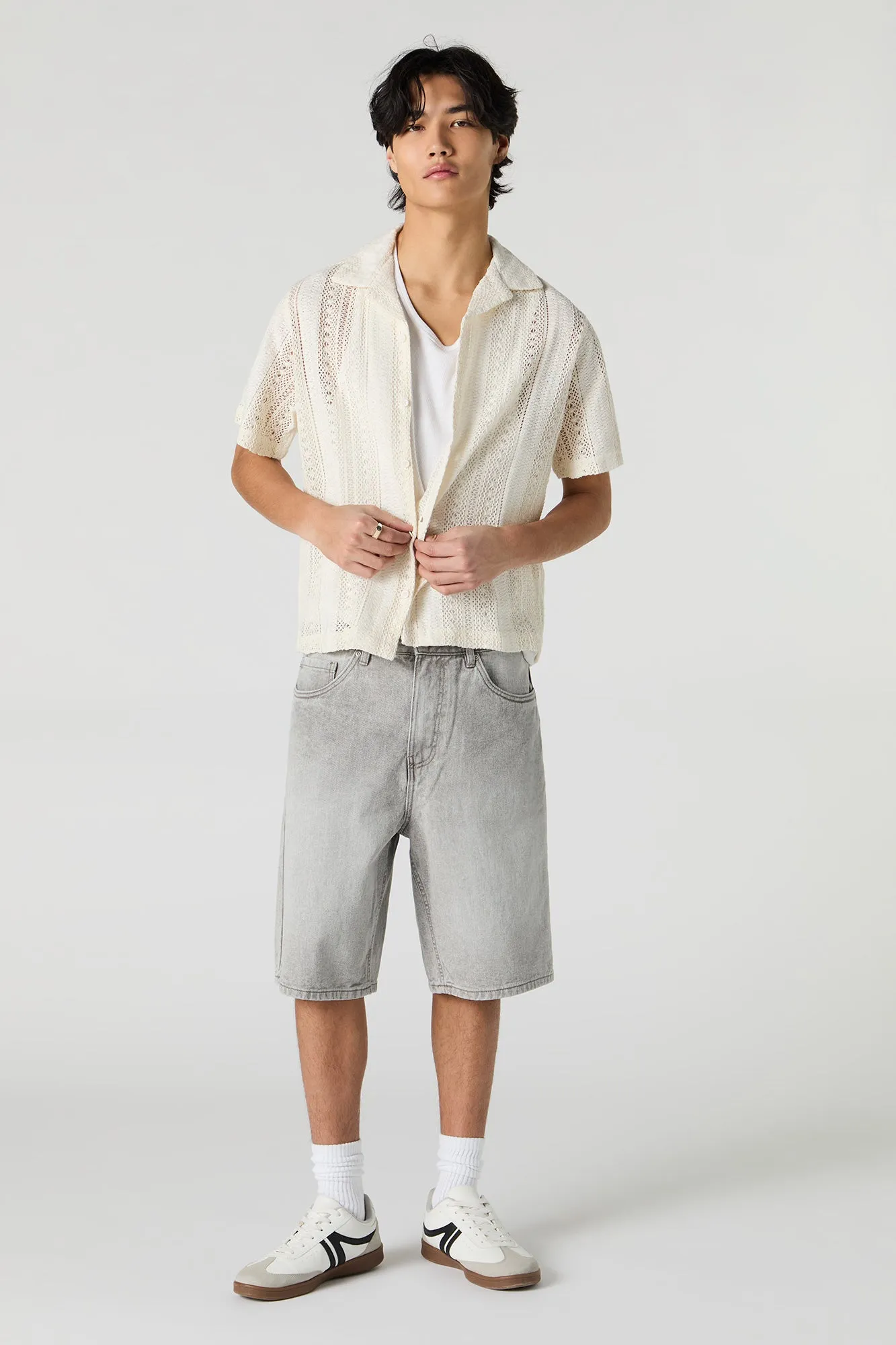 Textured Open Knit Button-Up Top sold by Urban Planet product image thumbnail 3