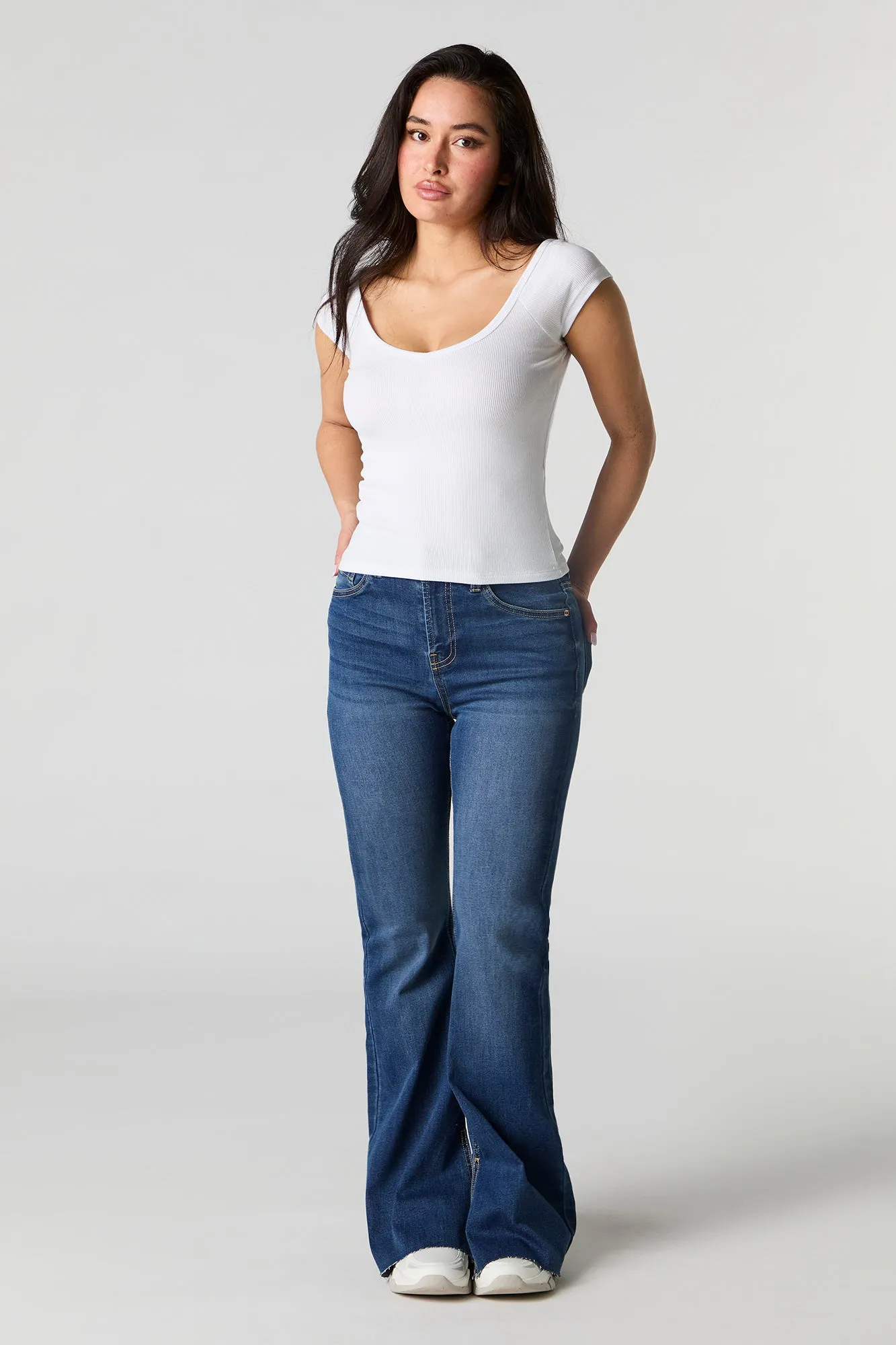 High Rise Split Hem Flare Jean sold by Urban Planet product image thumbnail 4