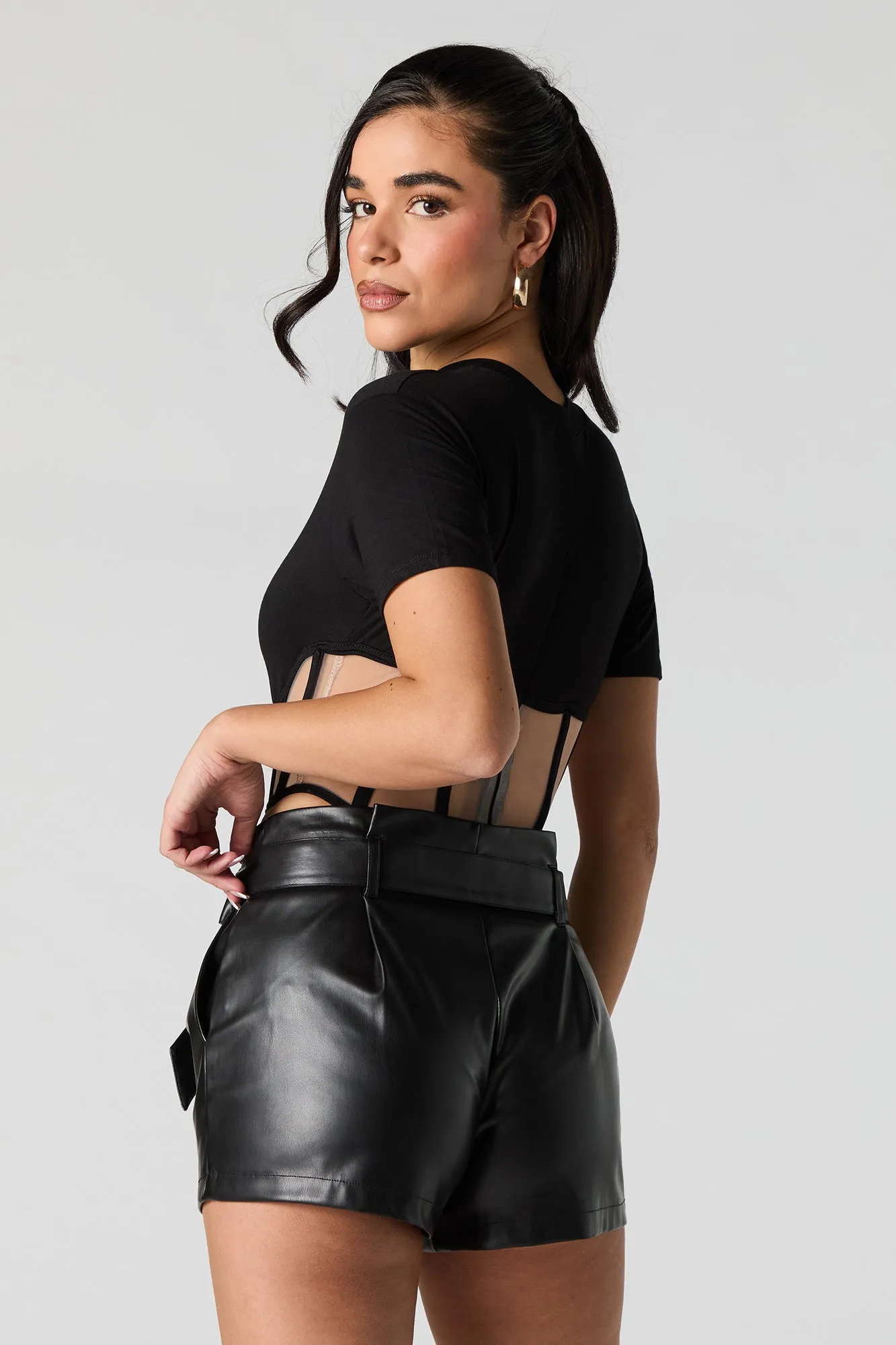 Faux Leather Belted Short sold by Urban Planet product image thumbnail 2