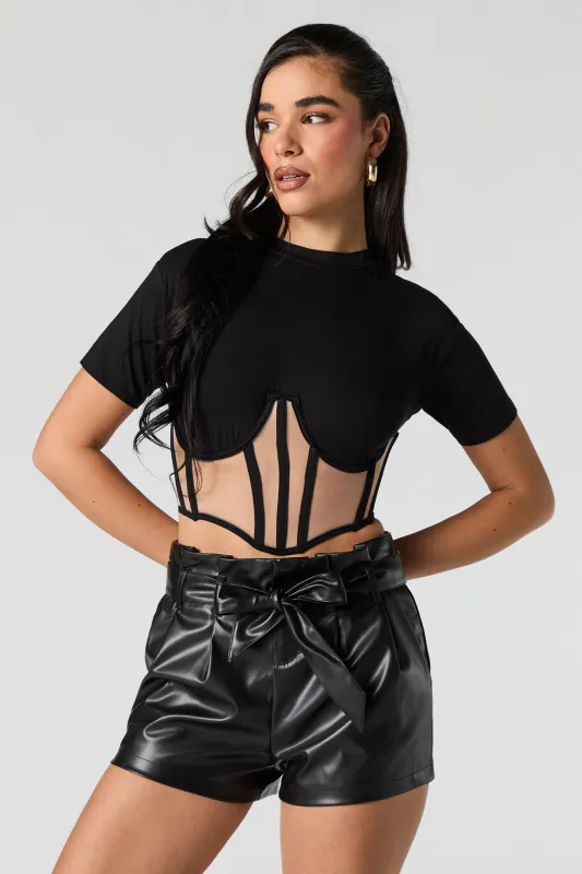 Faux Leather Belted Short sold by Urban Planet