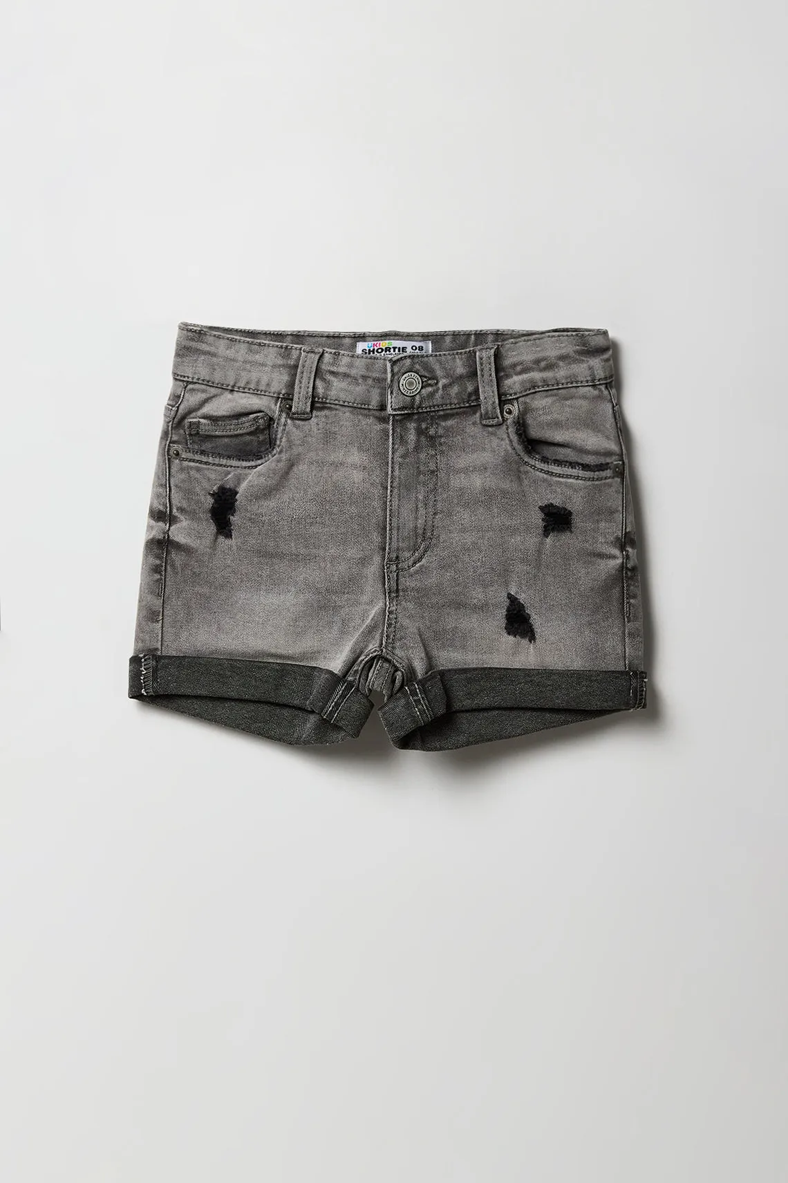 Short court mi-taille en denim d'aspect usé pour fille sold by Urban Planet product image thumbnail 3