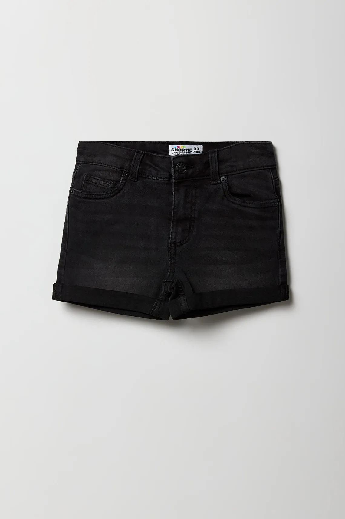 Girls Denim Mid Rise Shortie sold by Urban Planet