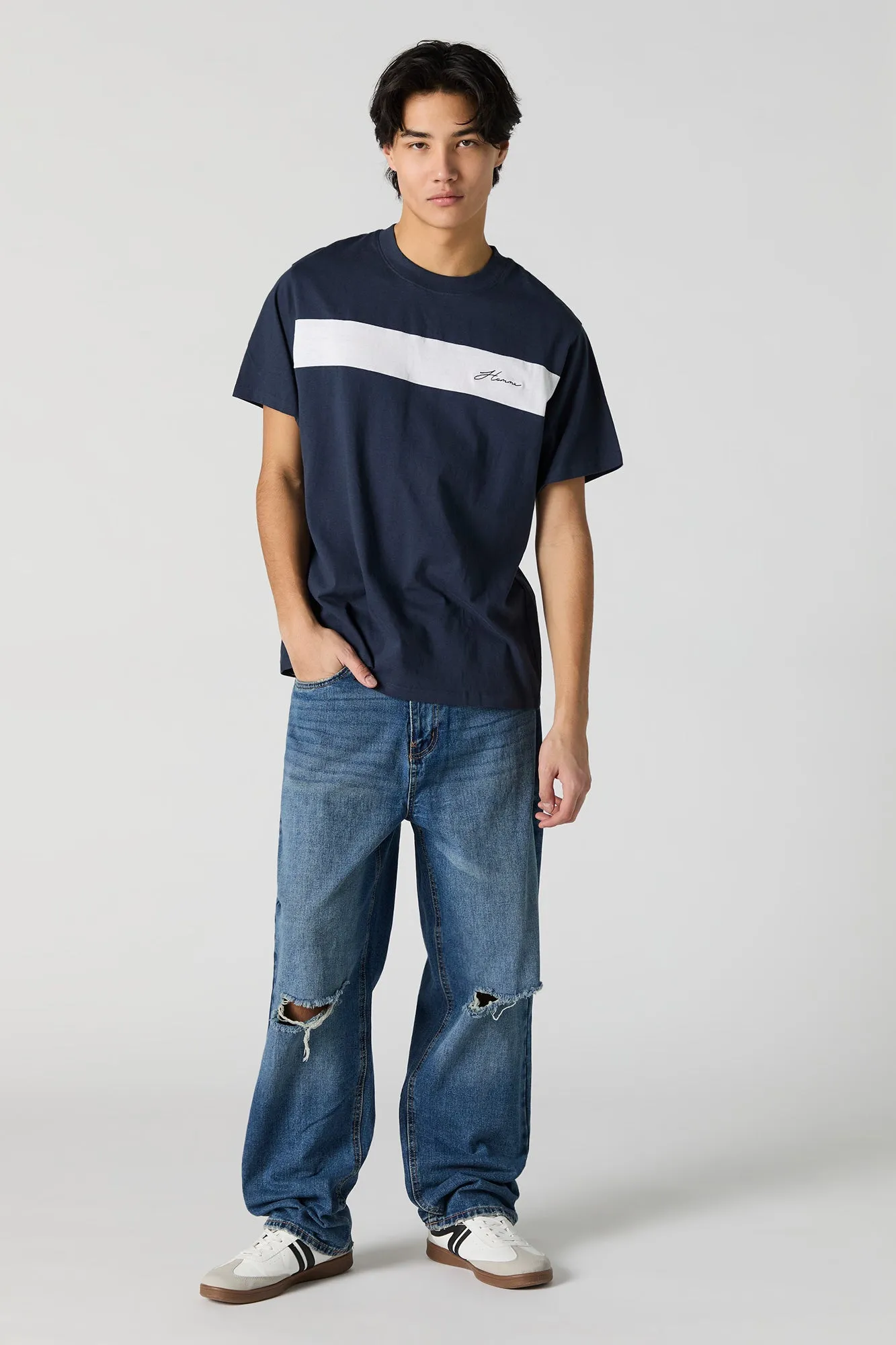 Embroidered Colourblock T-Shirt sold by Urban Planet product image thumbnail 3