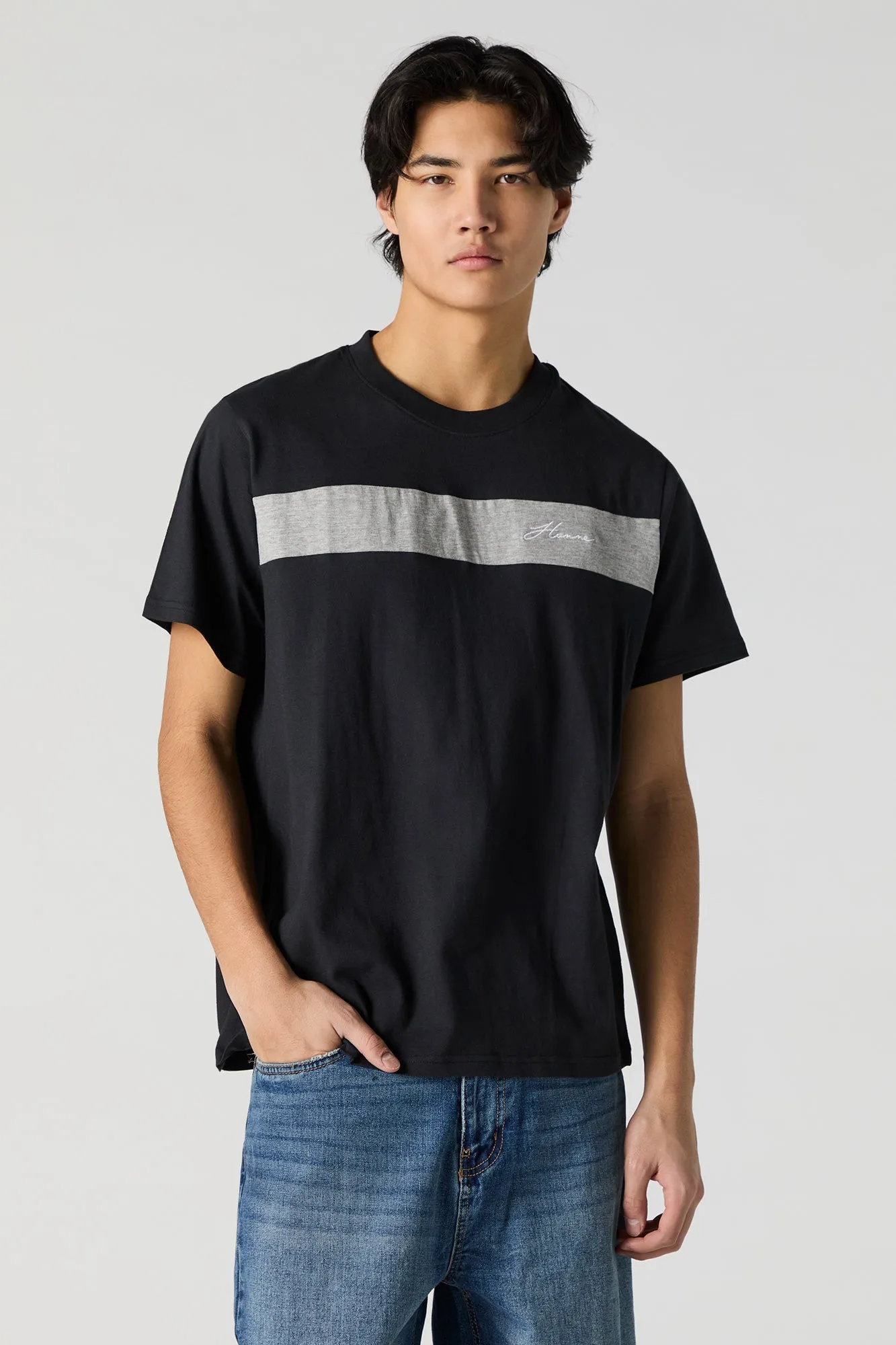 Embroidered Colourblock T-Shirt sold by Urban Planet product image thumbnail 4