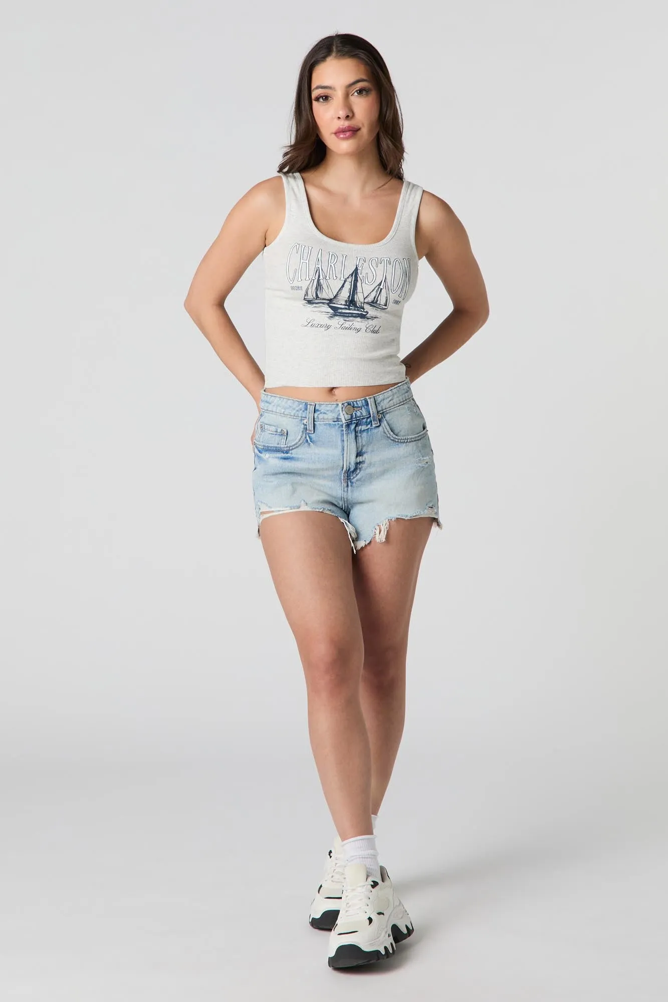 Charleston Graphic Ribbed Tank sold by Urban Planet product image thumbnail 3