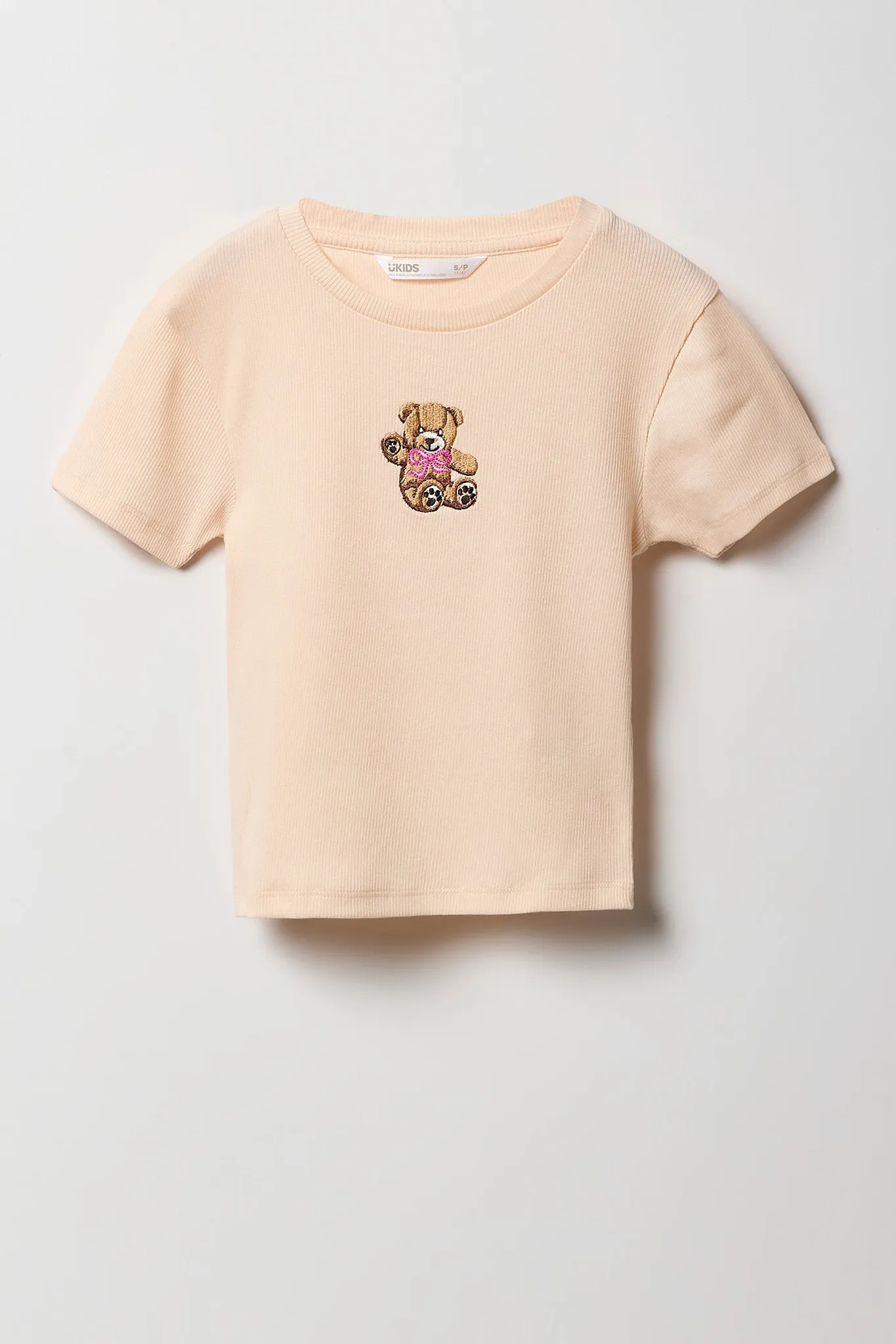 T-shirt ultracourt côtelé avec motif brodé pour fille sold by Urban Planet product image thumbnail 3