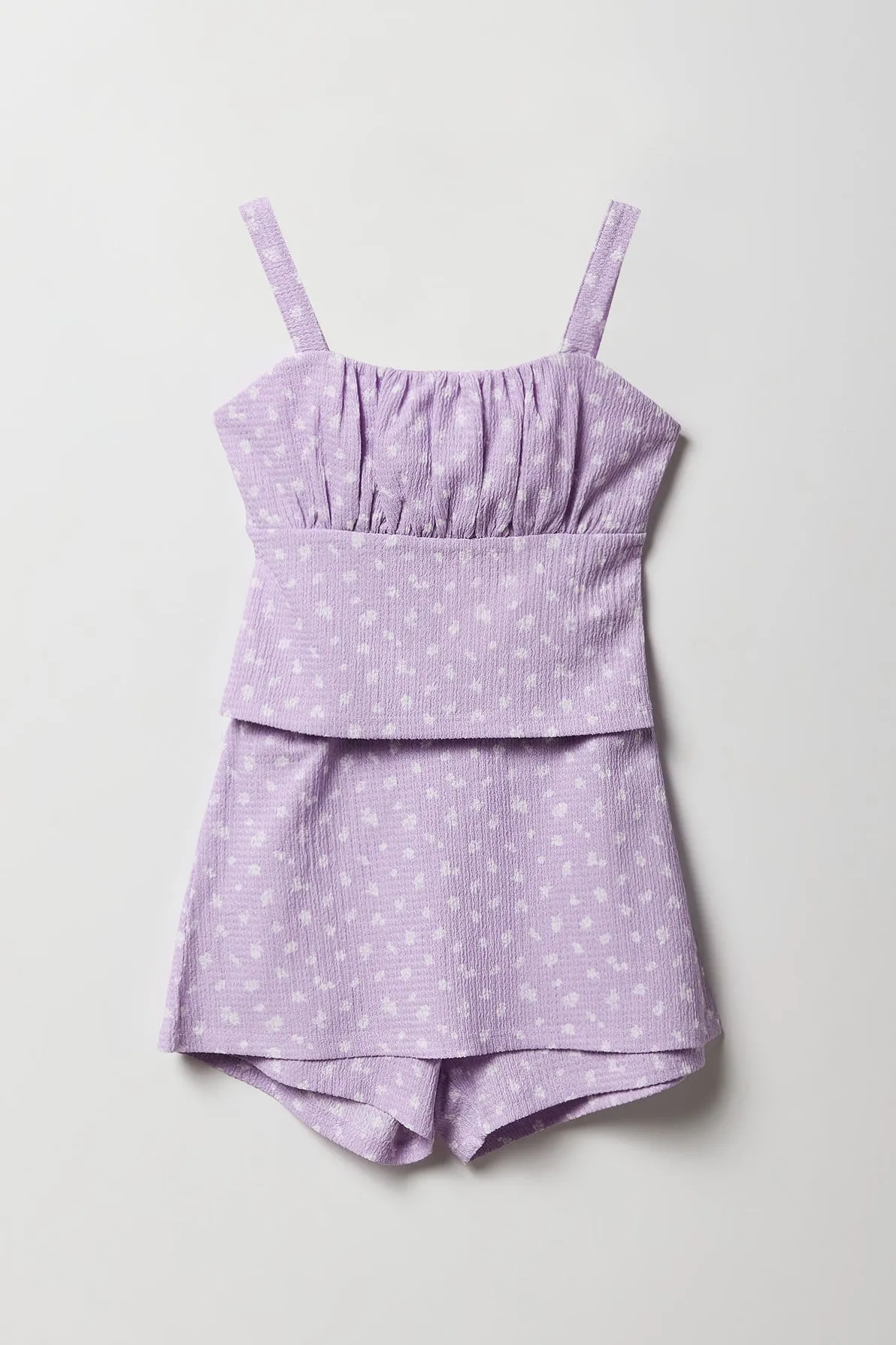 Ensemble avec débardeur et jupe-short texturés fleuris pour fille sold by Urban Planet