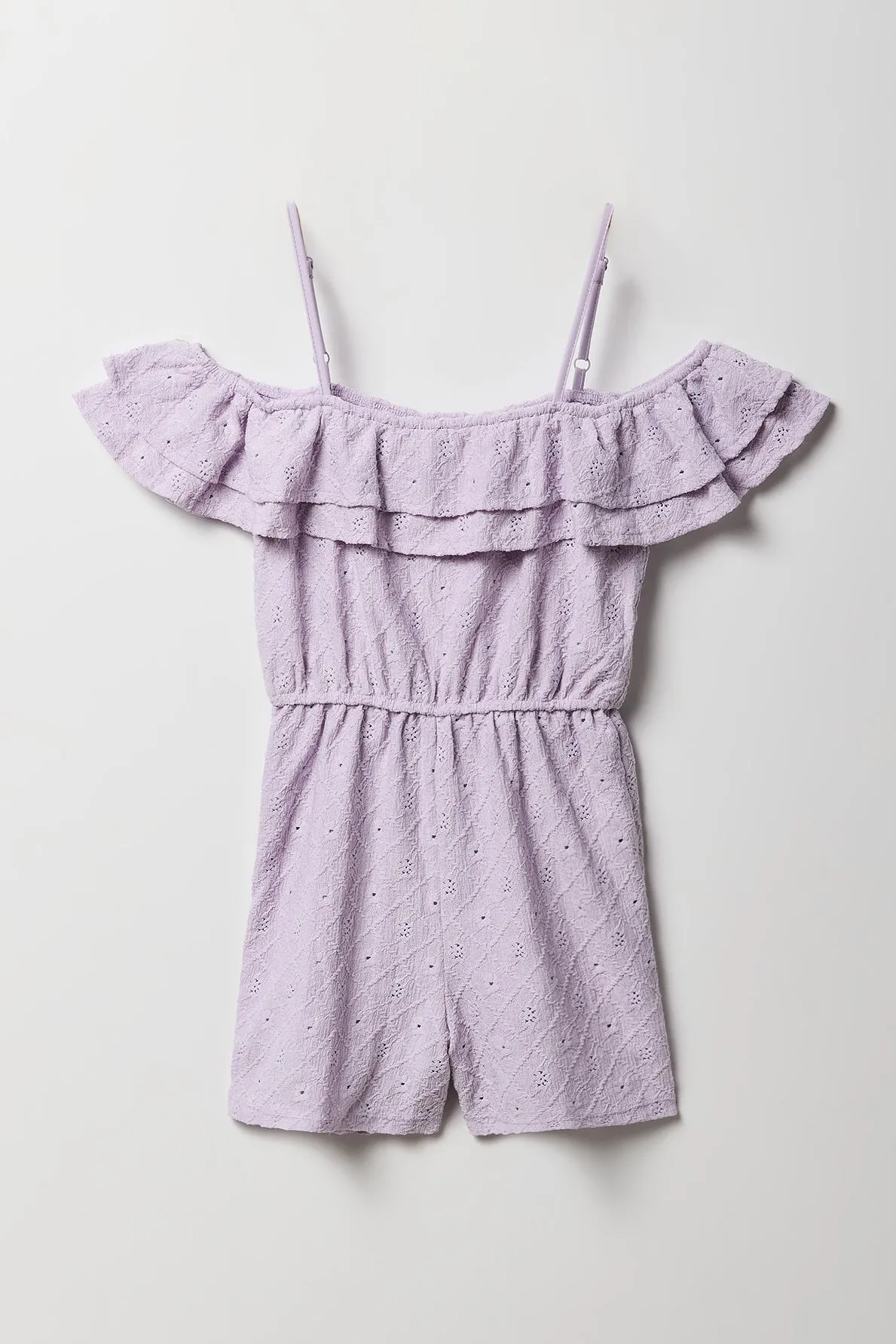 Girls Pointelle Knit Off Shoulder Romper sold by Urban Planet