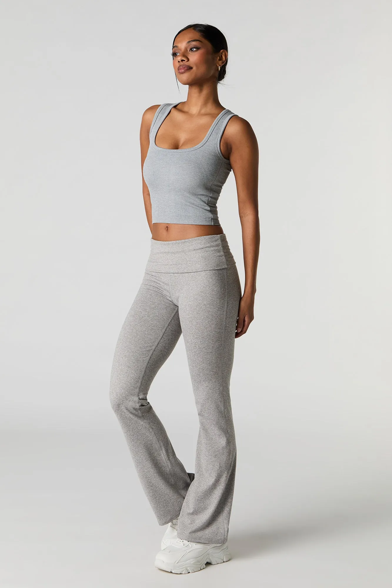 Seamless Ribbed Square Neck Tank with Built-In Cups sold by Urban Planet product image thumbnail 3