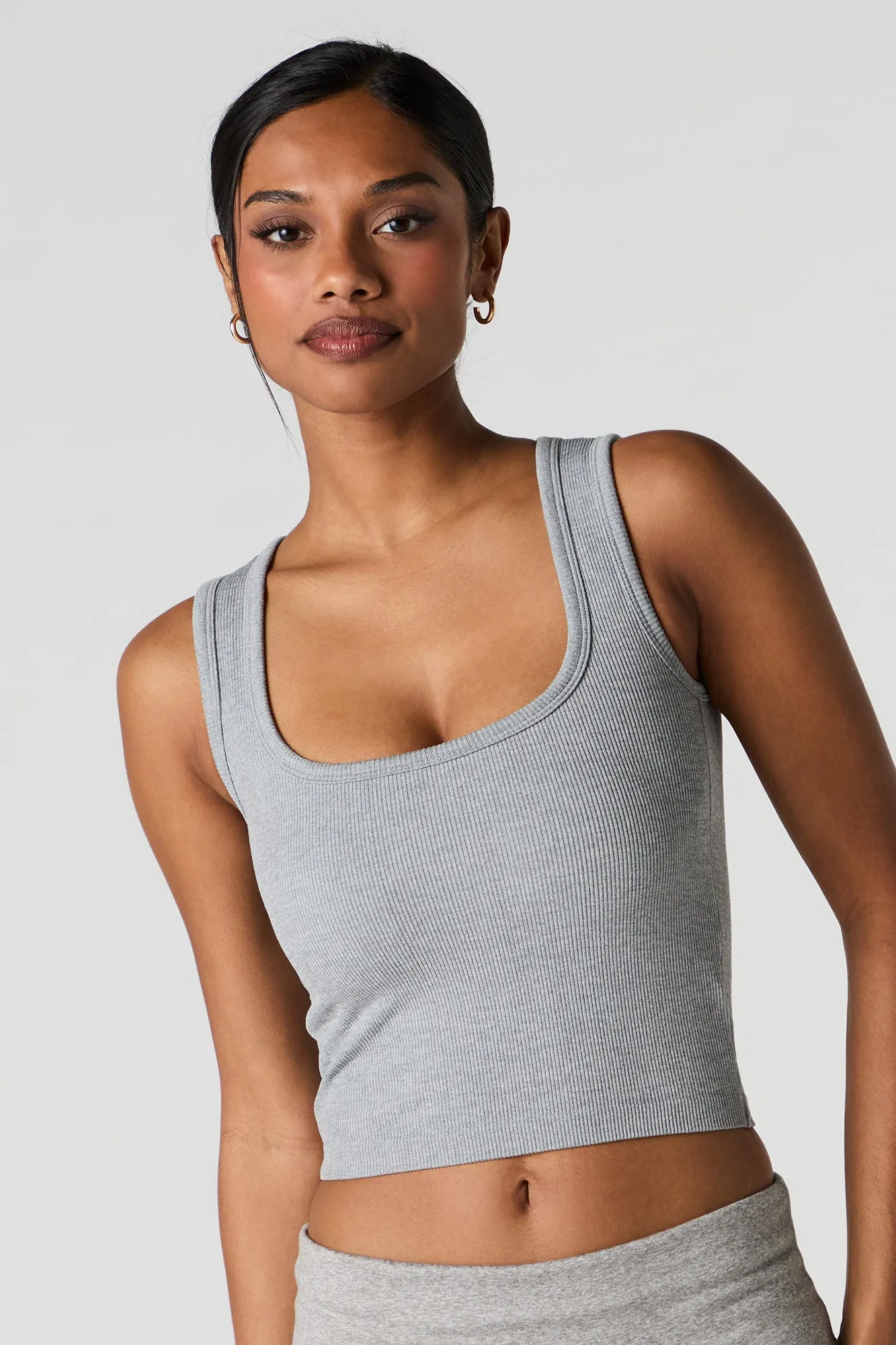 Seamless Ribbed Square Neck Tank with Built-In Cups sold by Urban Planet