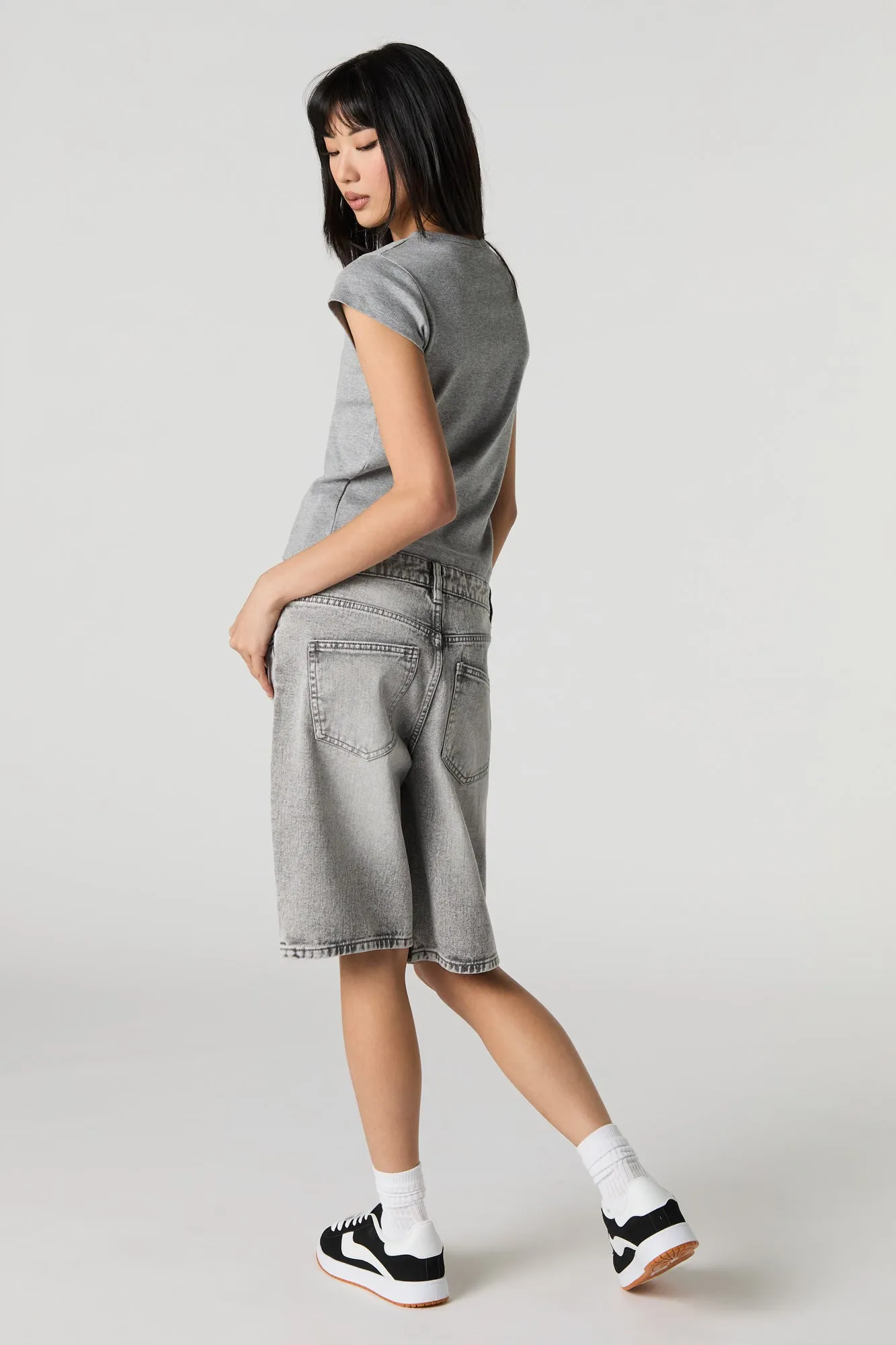 Grey Wash Jort sold by Urban Planet product image thumbnail 3