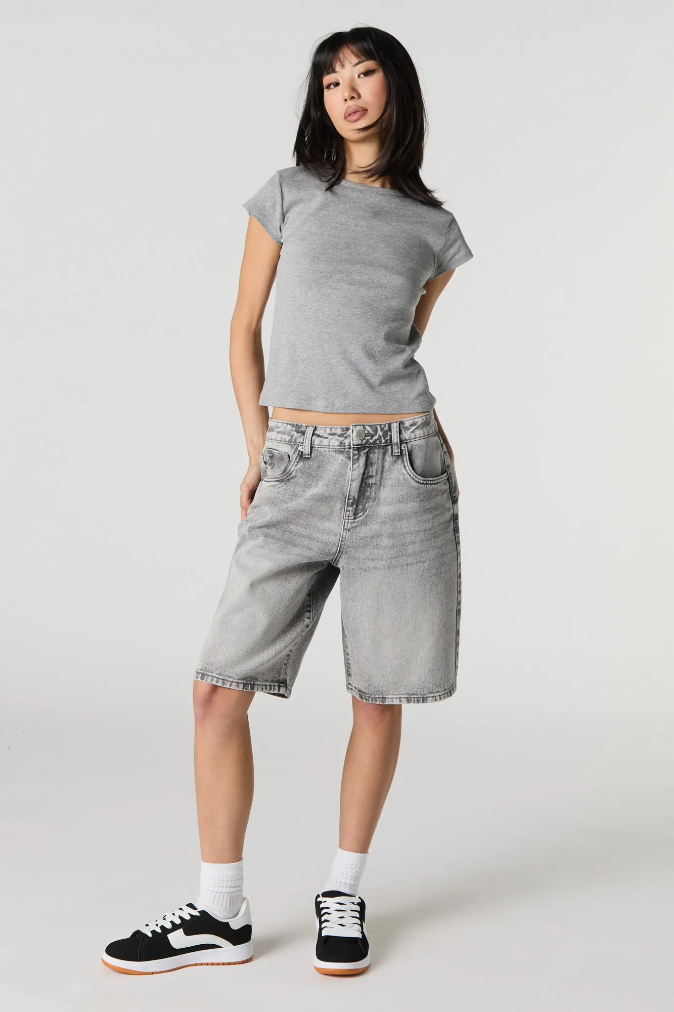 Grey Wash Jort sold by Urban Planet