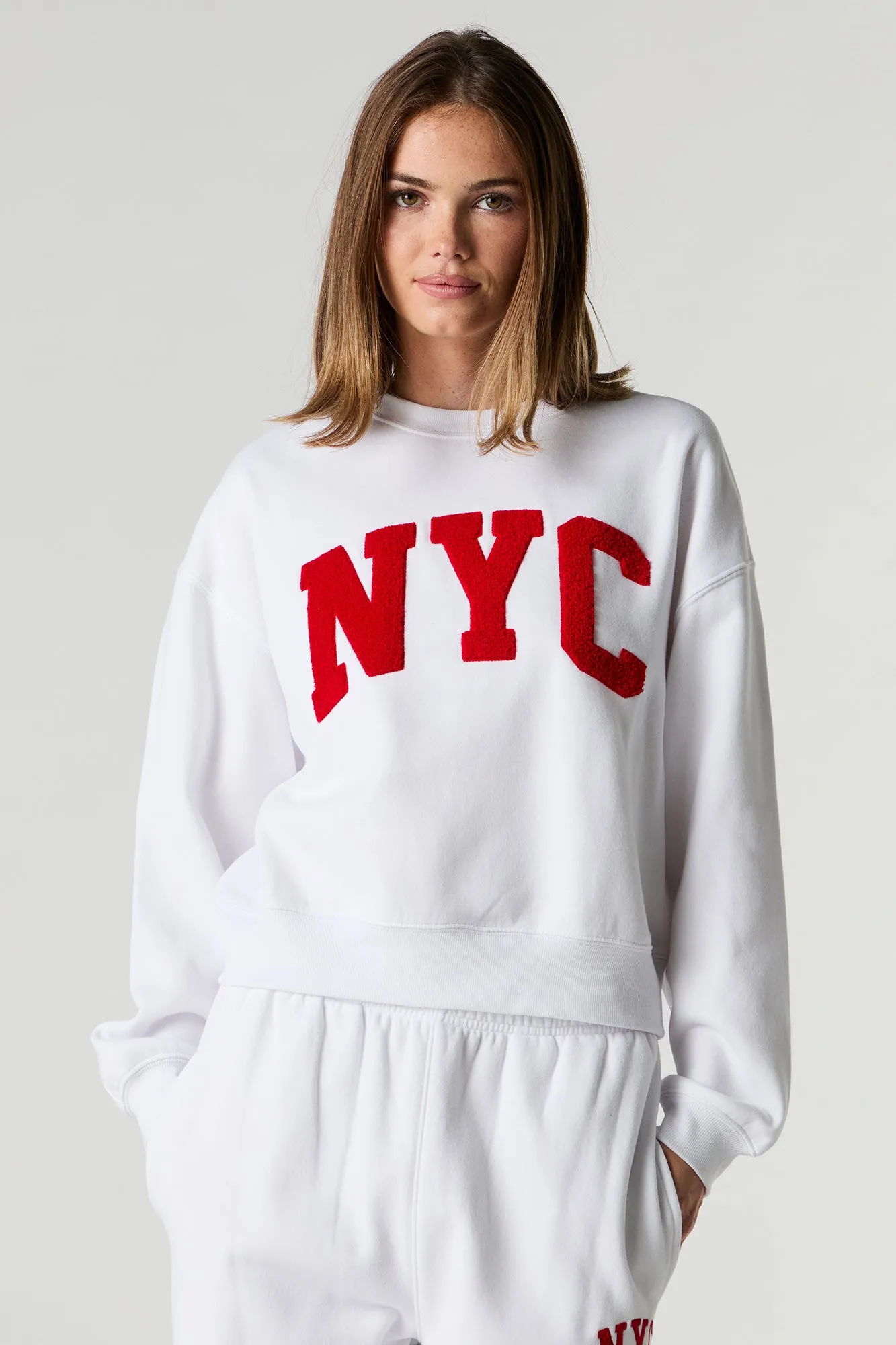 Fleece Varsity Crewneck Sweatshirt sold by Urban Planet product image thumbnail 5