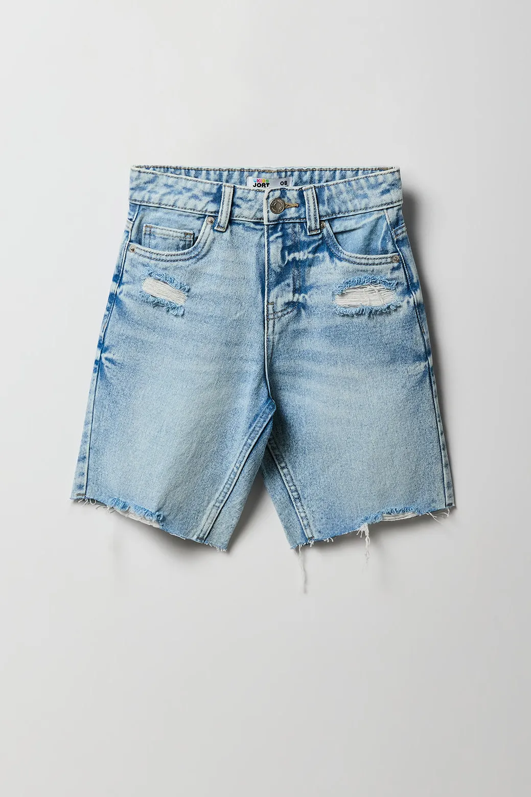 Girl Mid Rise Distressed Raw Hem Jort sold by Urban Planet