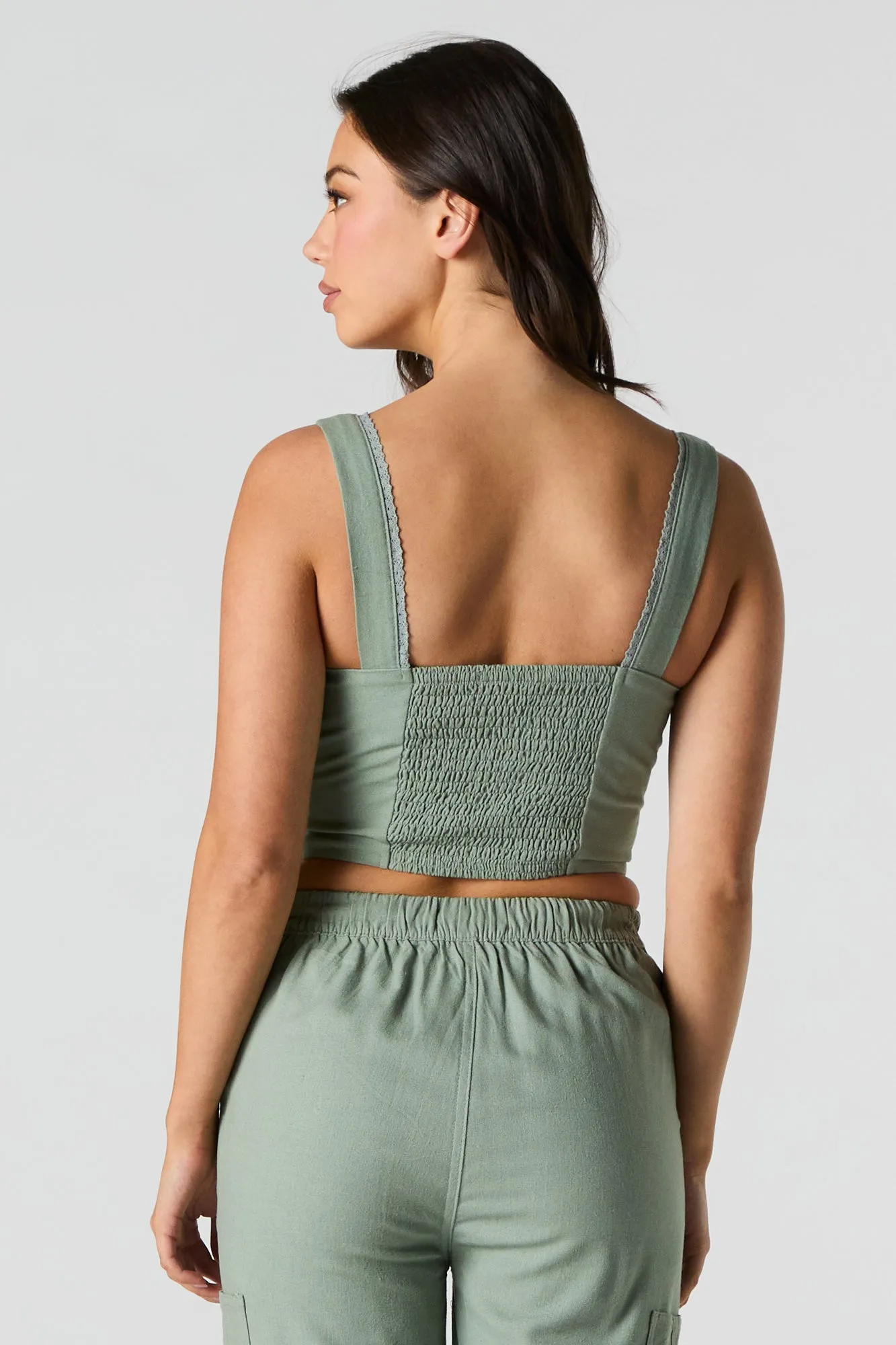 Linen Zip-Up Corset Tank sold by Urban Planet product image thumbnail 2