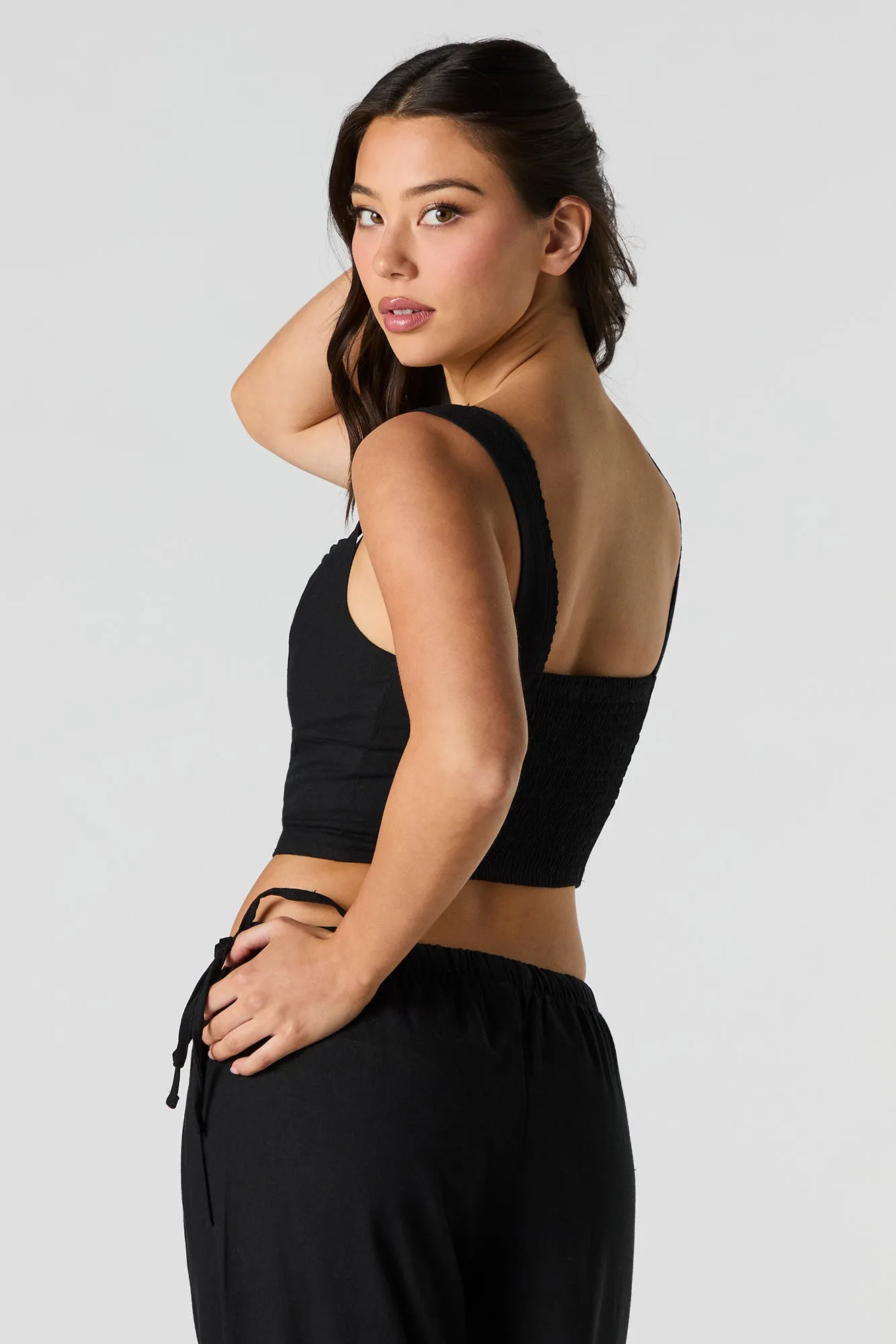 Linen Zip-Up Corset Tank sold by Urban Planet product image thumbnail 5