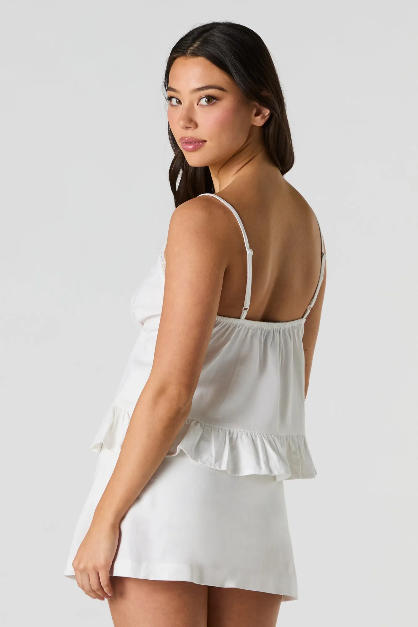 Linen Lace Trim Cami sold by Urban Planet product image thumbnail 5