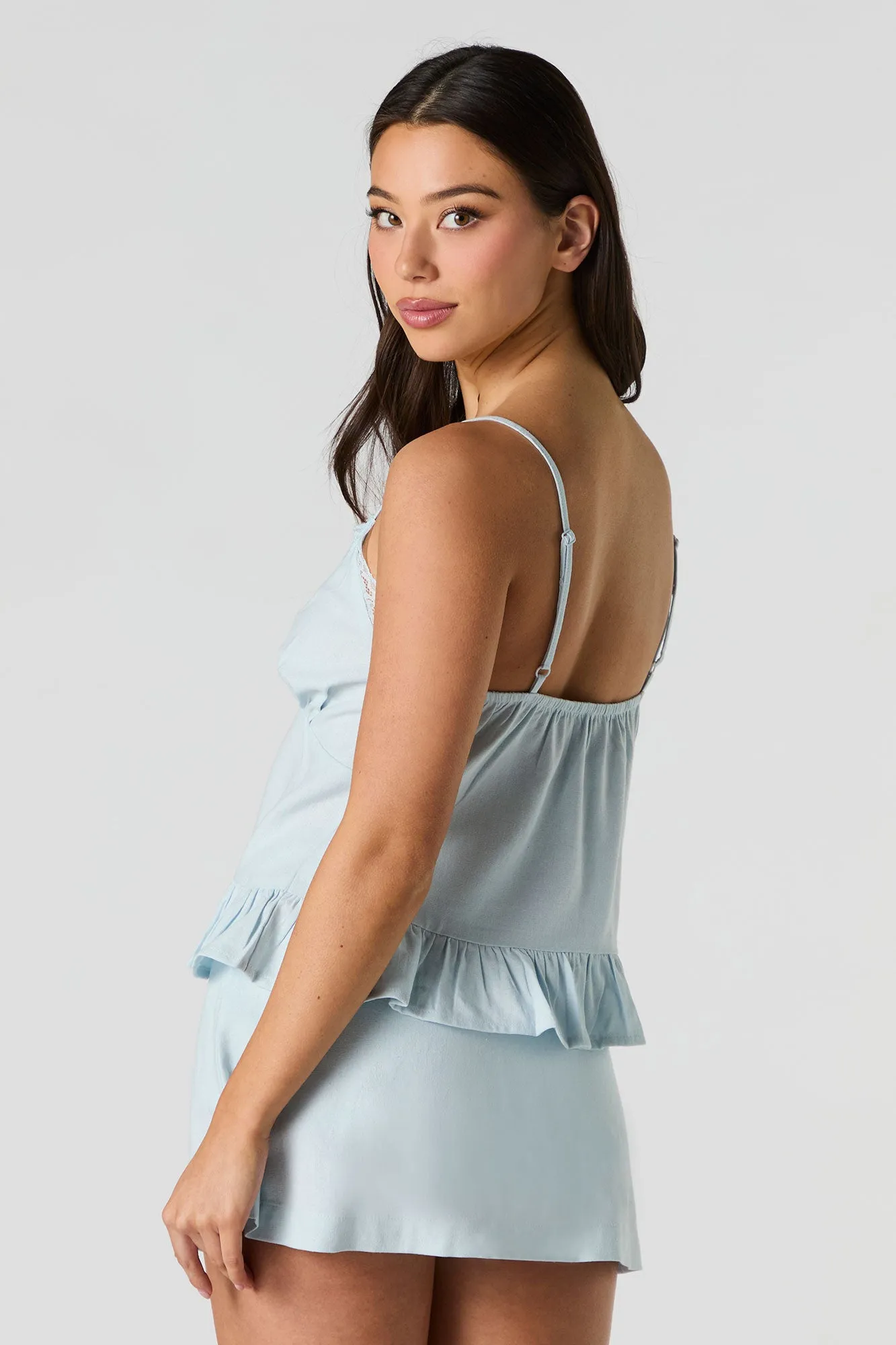 Camisole en lin avec liséré de dentelle sold by Urban Planet product image thumbnail 2